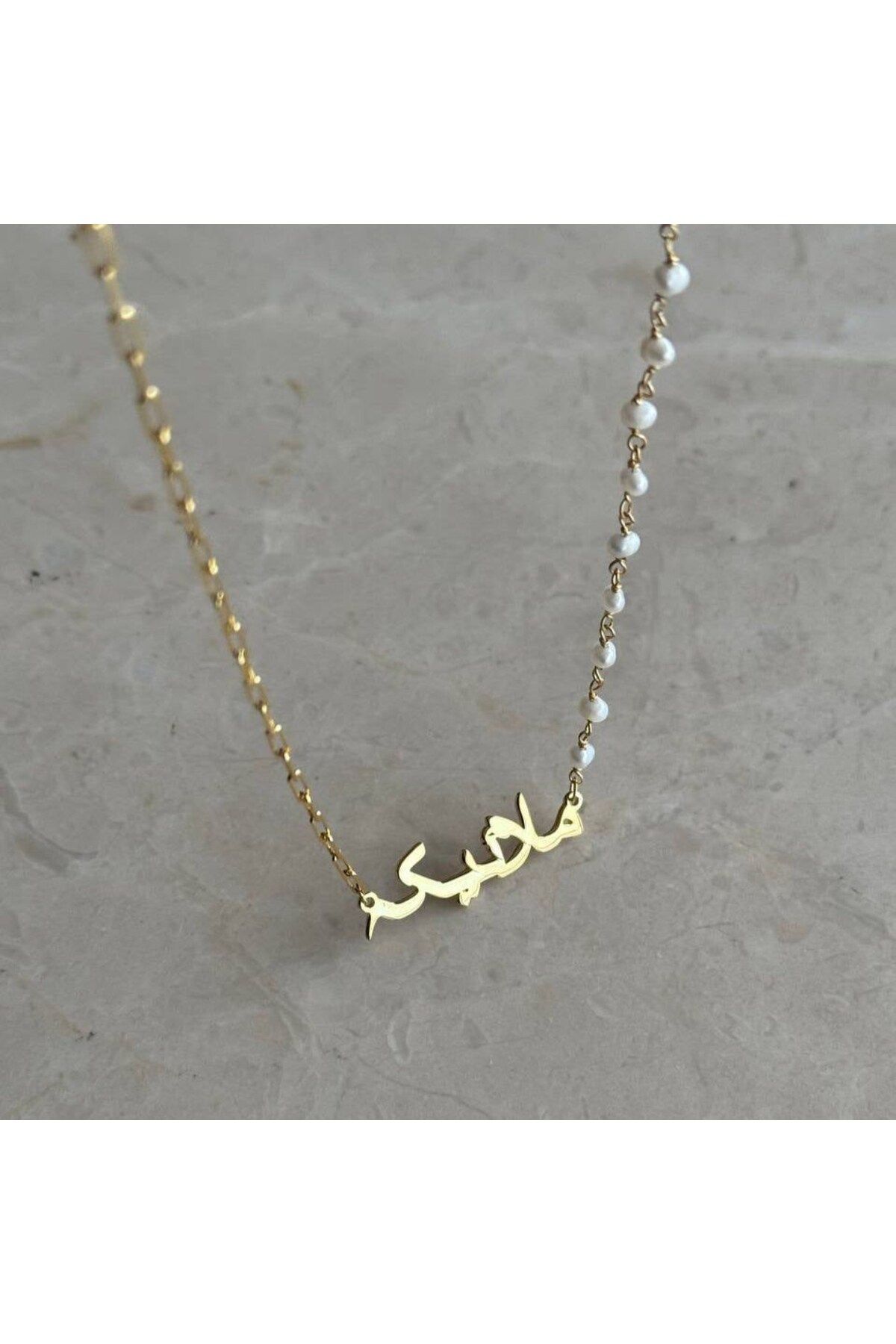 beonejewelry İNCİLİ ARAPÇA KOLYE | 925 GÜMÜŞ