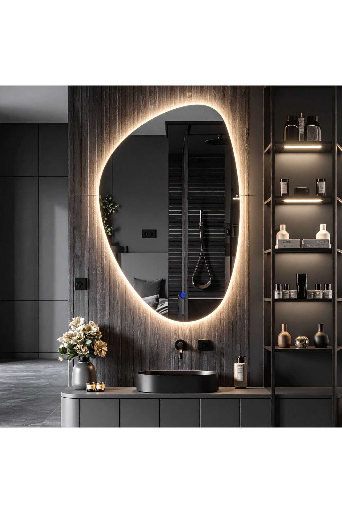 lumora mirror design FracturaVision Günışığı Led'li Lavabo & Banyo Aynası (Dokunmatik Sensörlü)