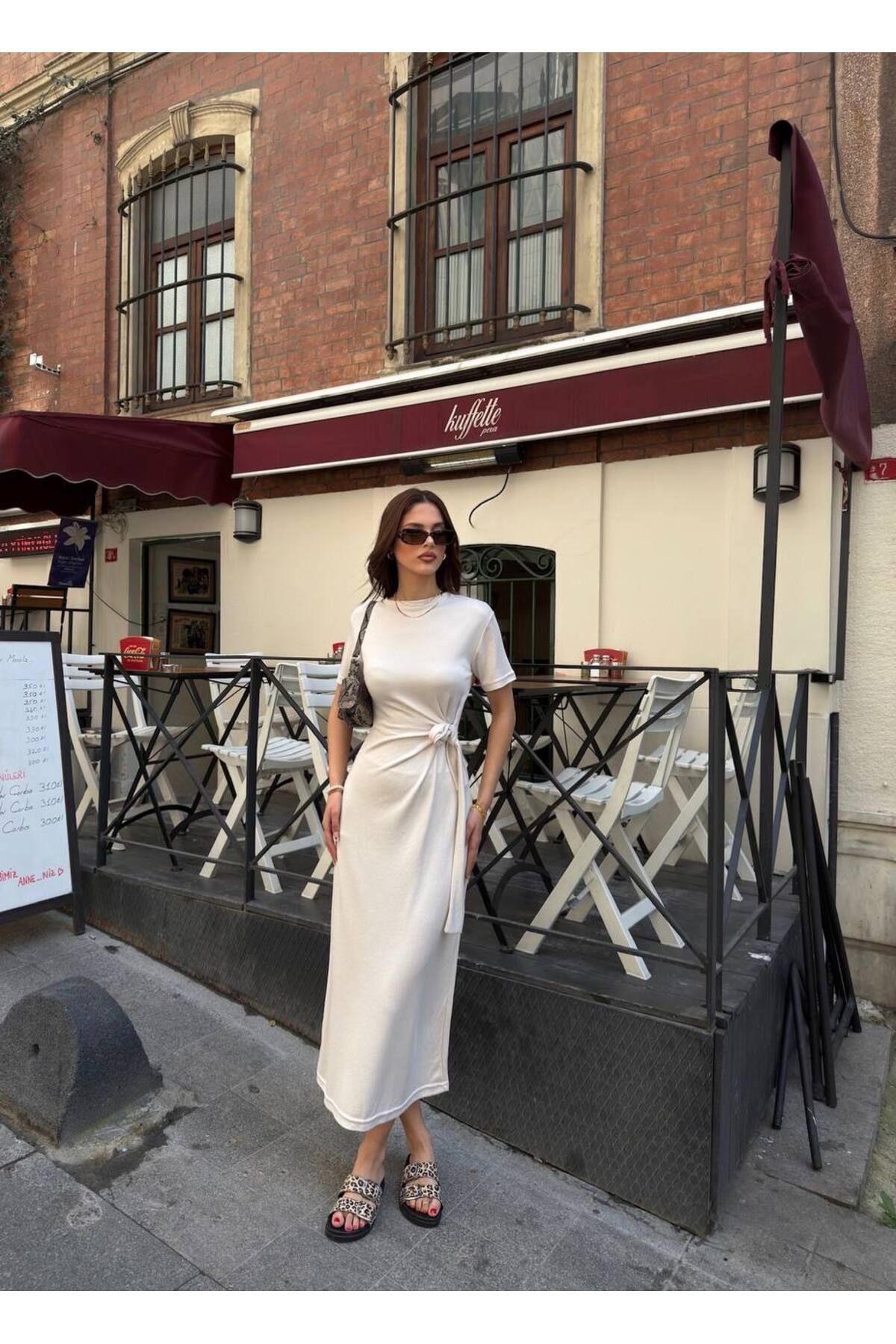 MODA Modal kumaş yandan bağlama detaylı elbise