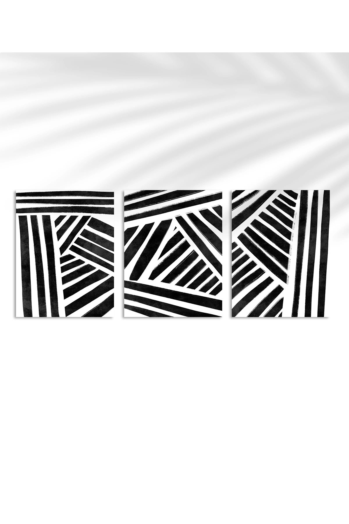 VOGLOO Çerçevesiz Poster Geometrik Siyah-Beyaz Çizgiler 3'lü