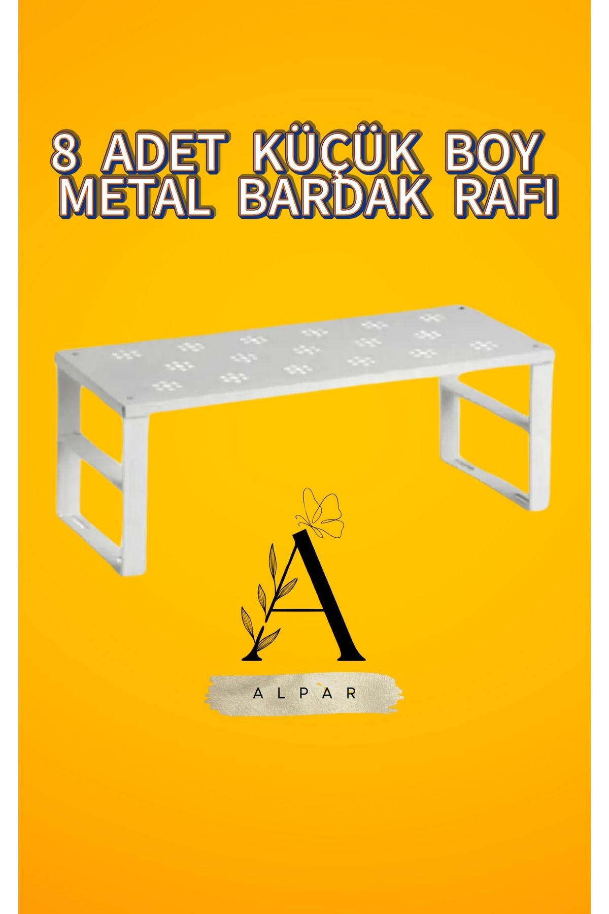 ALPAR 8 Adet Küçük Boy Dolap İçi Metal Raf Bardak Fincan Raf Dolap İçi Raf Yükseltici 15cm Raf Yükseltir