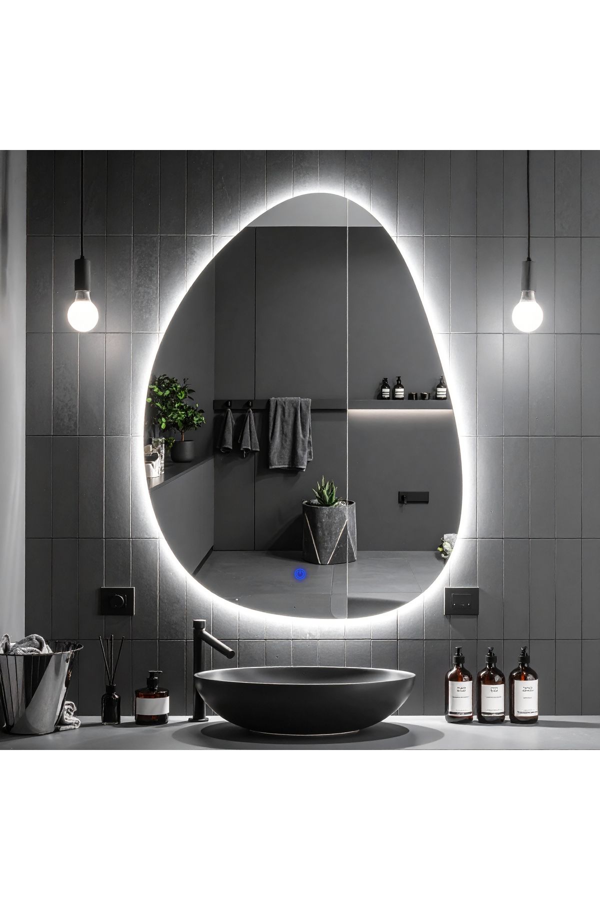 lumora mirror design Luno Beyaz Led'li Lavabo & Banyo Aynası (Dokunmatik Sensörlü)
