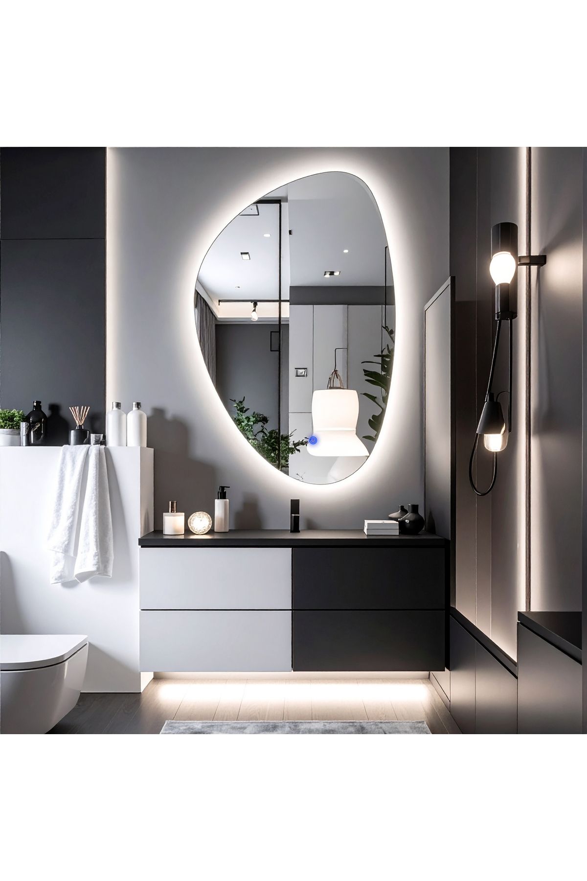 lumora mirror design FracturaVision Beyaz Led'li Lavabo & Banyo Aynası (Dokunmatik Sensörlü)