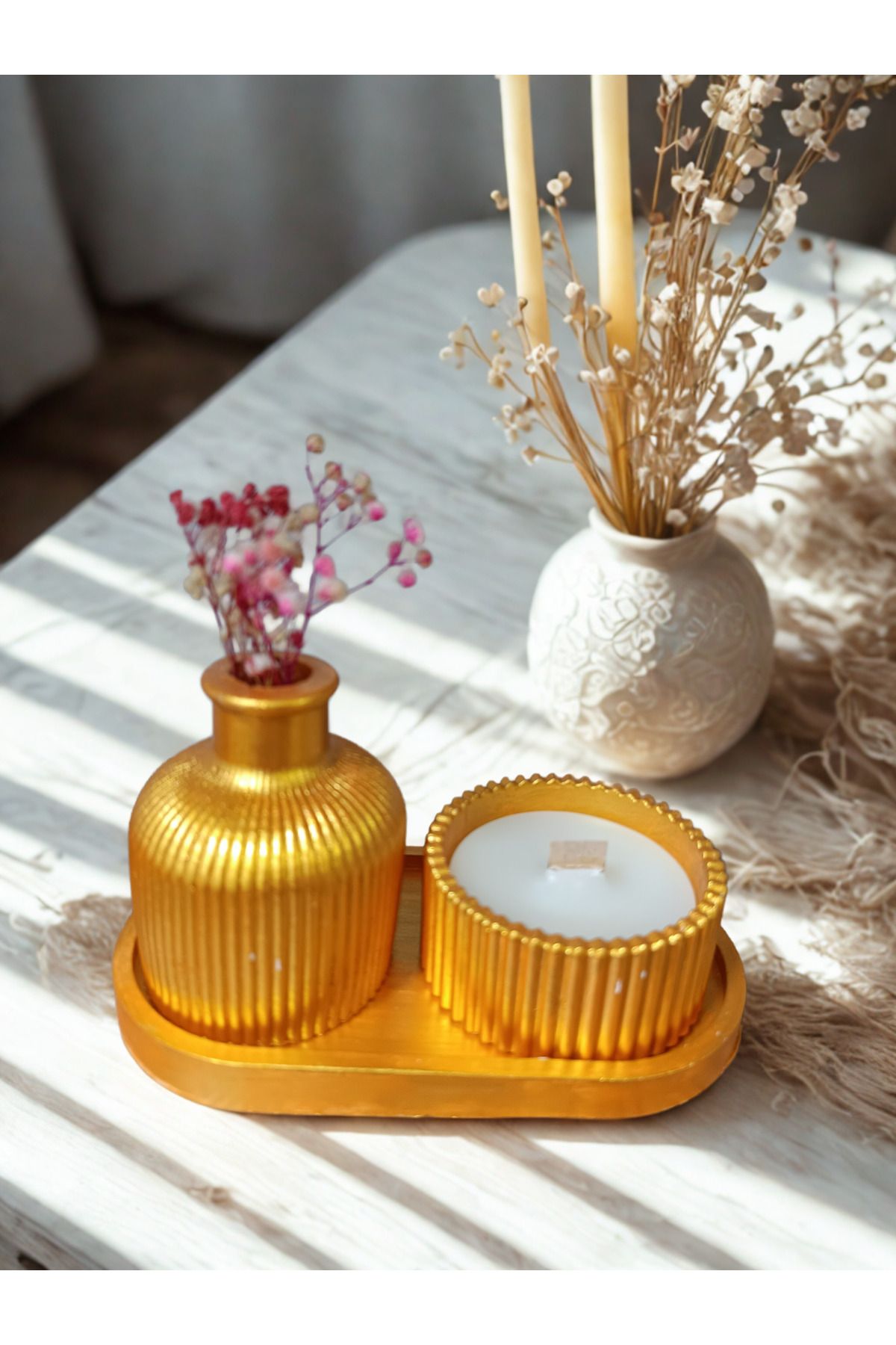 crafts tasarım atölyesi KOPYA - Crafts Tasarım 3 lü Dekoratif Mum seti