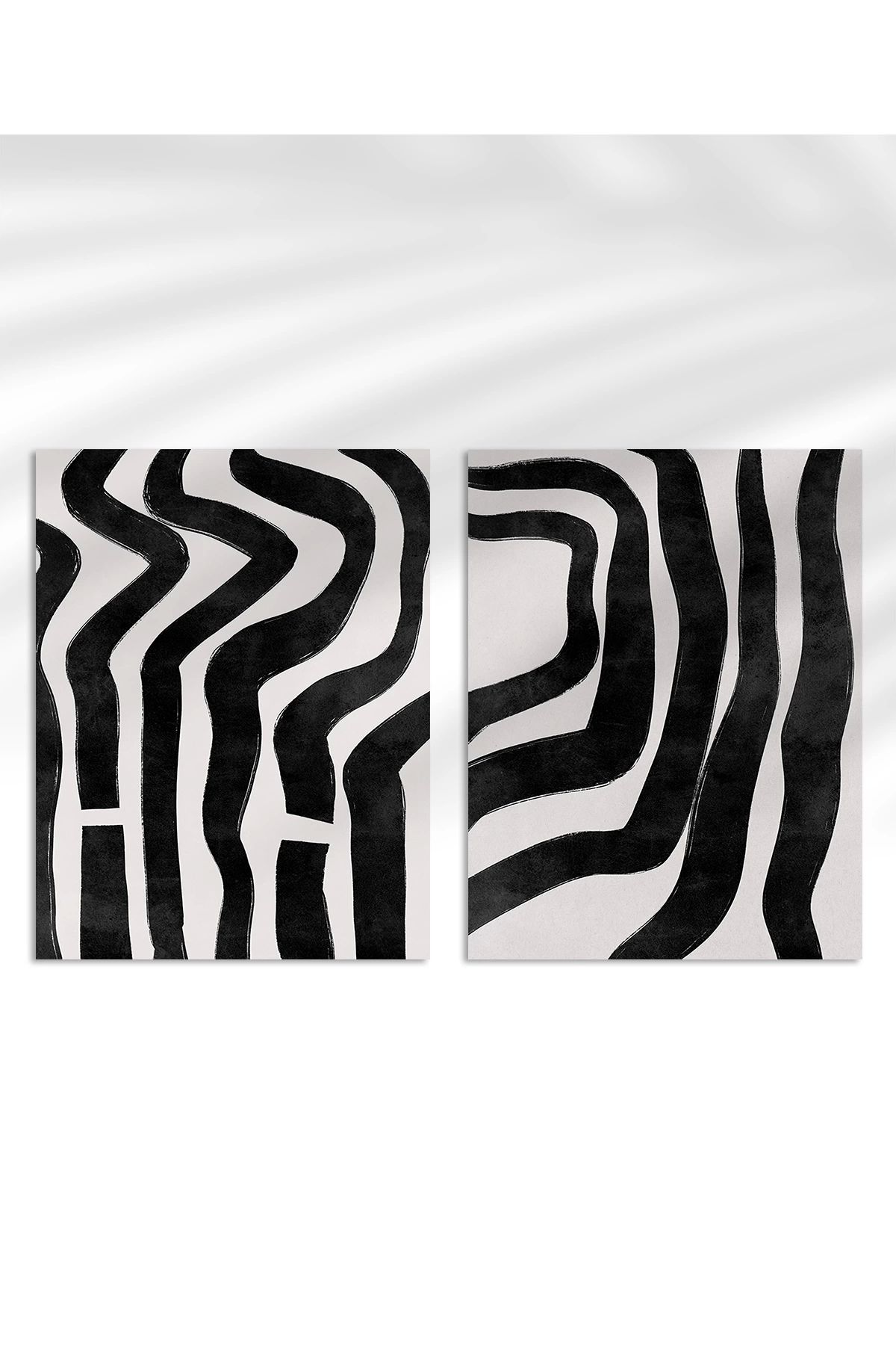 VOGLOO Çerçevesiz Poster Monokrom Zebra Çizgileri 2'li