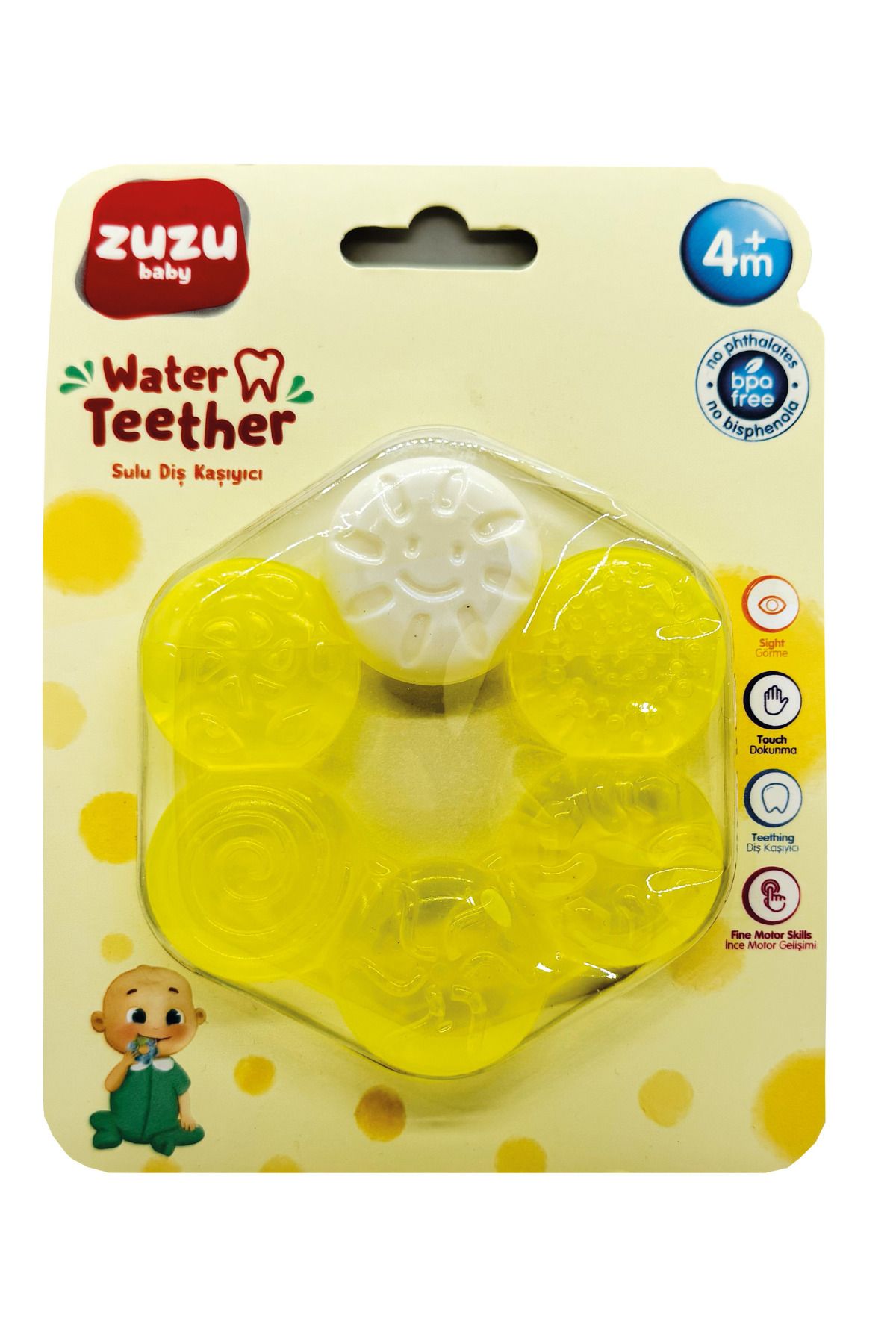 Zuzu Baby Sulu Diş Kaşıyıcı – 4 Ay+ BPA İçermez, Dokunsal Yüzeyli