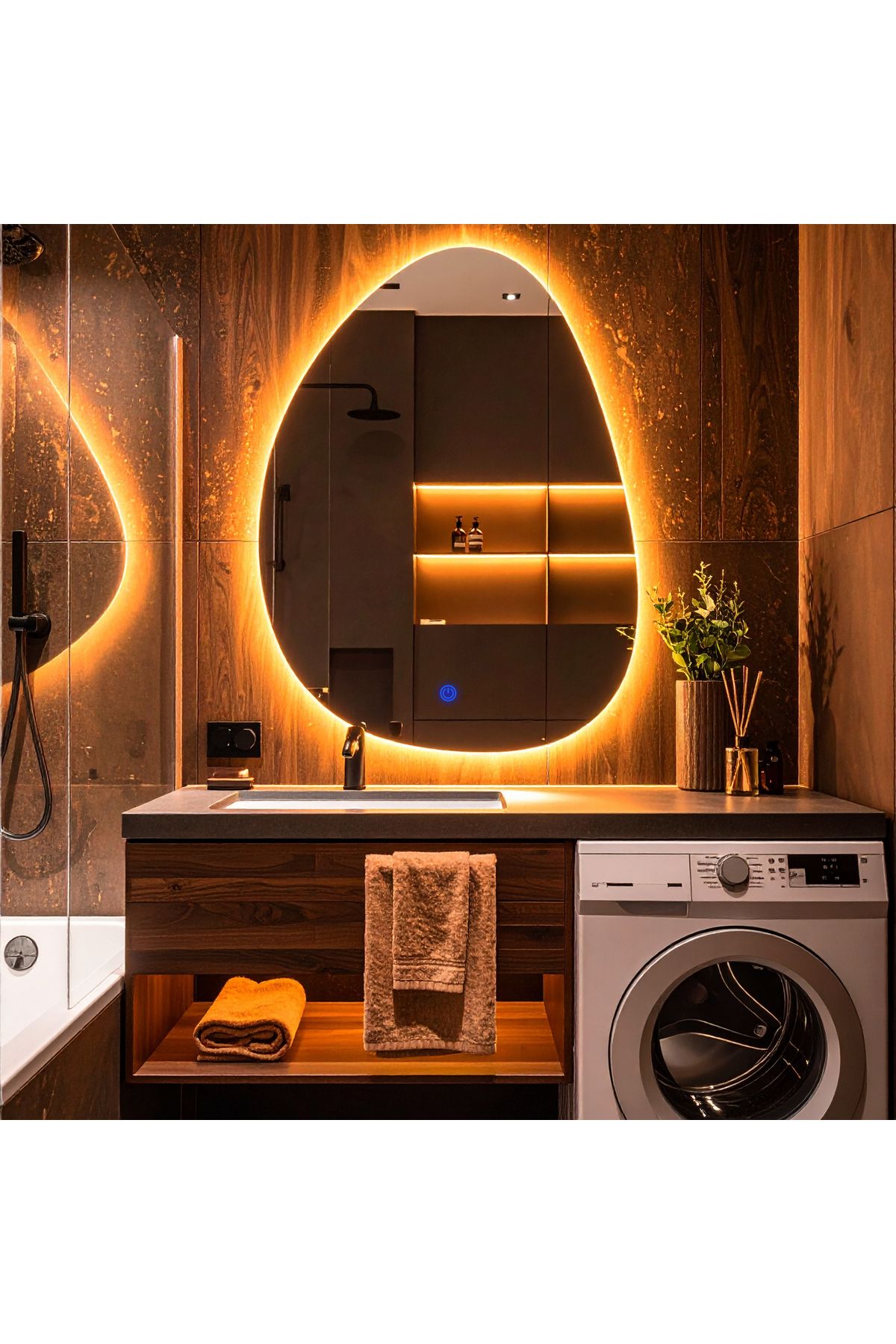 lumora mirror design Luno Amber Led'li Lavabo & Banyo Aynası (Dokunmatik Sensörlü)
