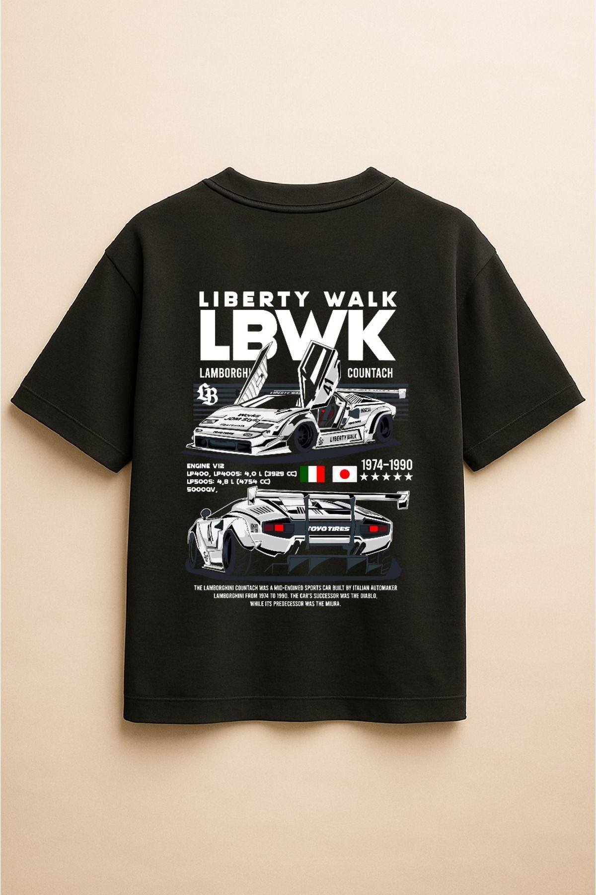 Altair Tr Siyah Renk Oversize Liberty Walk Baskılı Unisex Tişört T-shirt