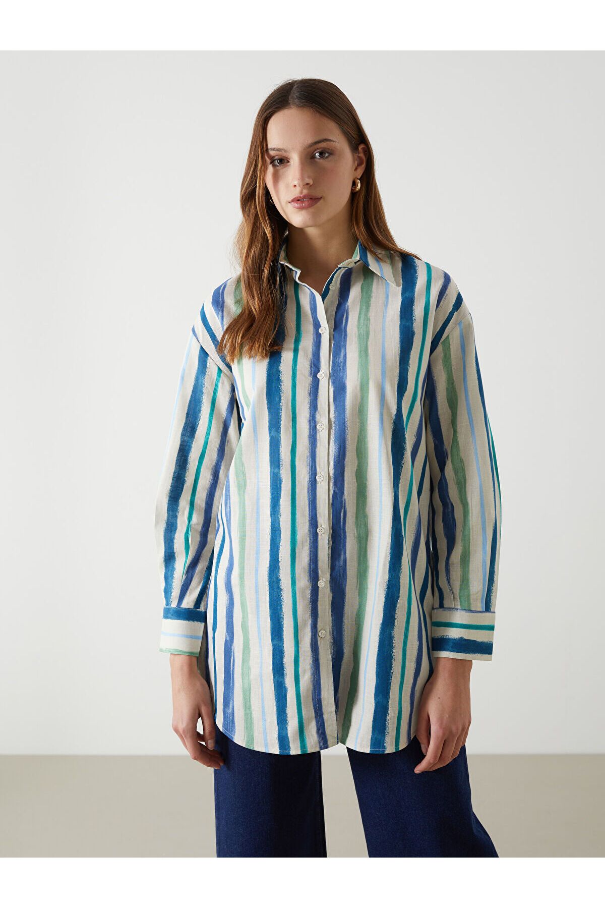 LC Waikiki Desenli Oversize Kadın Gömlek Tunik
