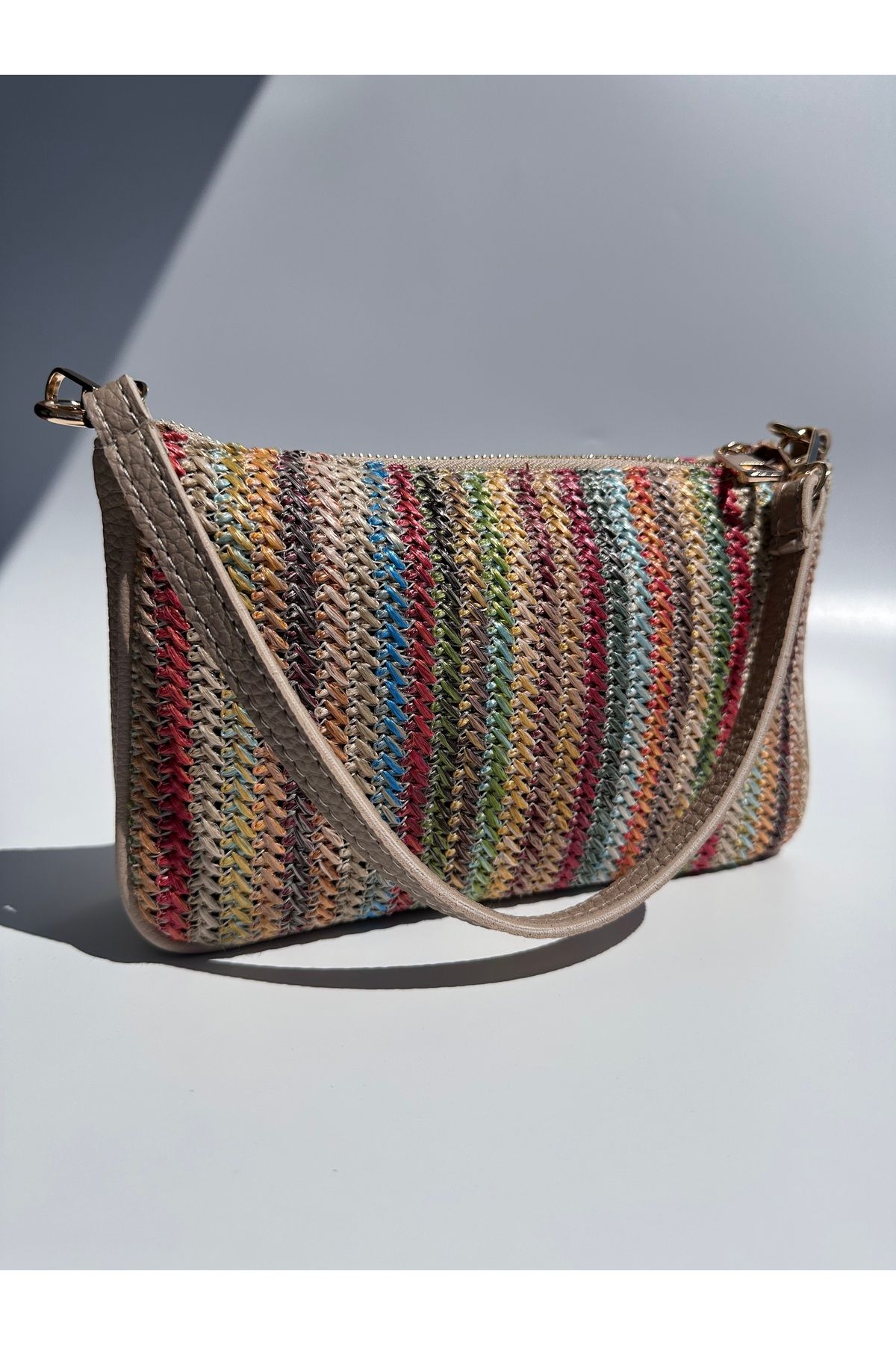 Mim Bag And More Renkli Hasır El ve Omuz Çantası