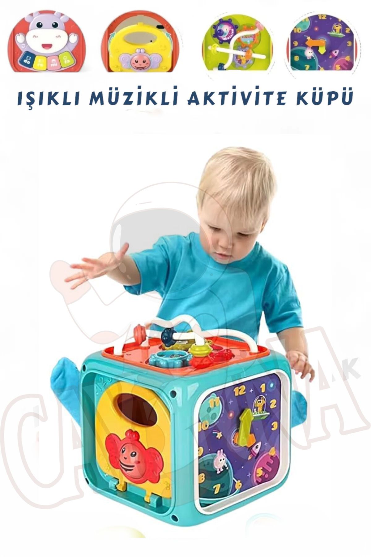 cayenna Aktivite Küpü 6in1 Çocuklar İçin Ses ve Zeka Oyuncağı, Motor Becerileri Gelişimi Sağlar Çok İşlevli