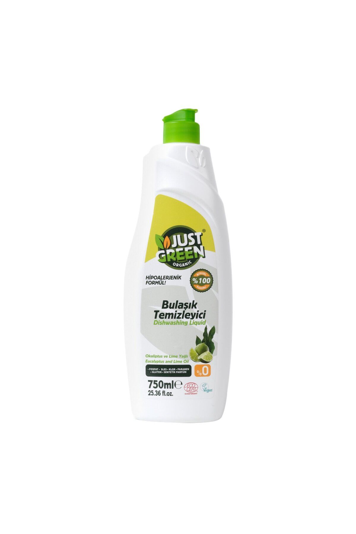 JUST Green Organik Bulaşık Temizleyici Okaliptus Lime 750Ml