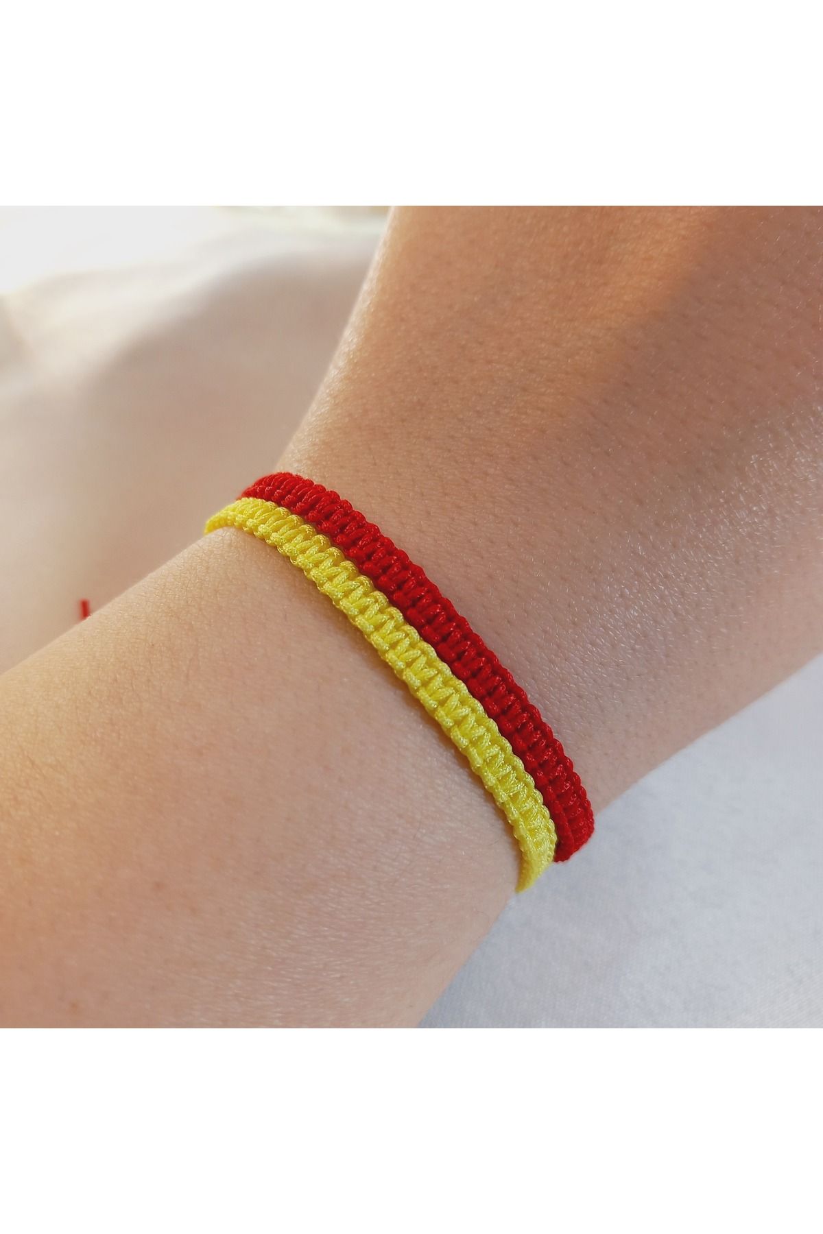 Crystal Atelier 2'li Sarı Kırmızı Unisex Taraftar Makrome Örgü Bilekliği-taraftar Bileklik-galatâsâray Bileklik