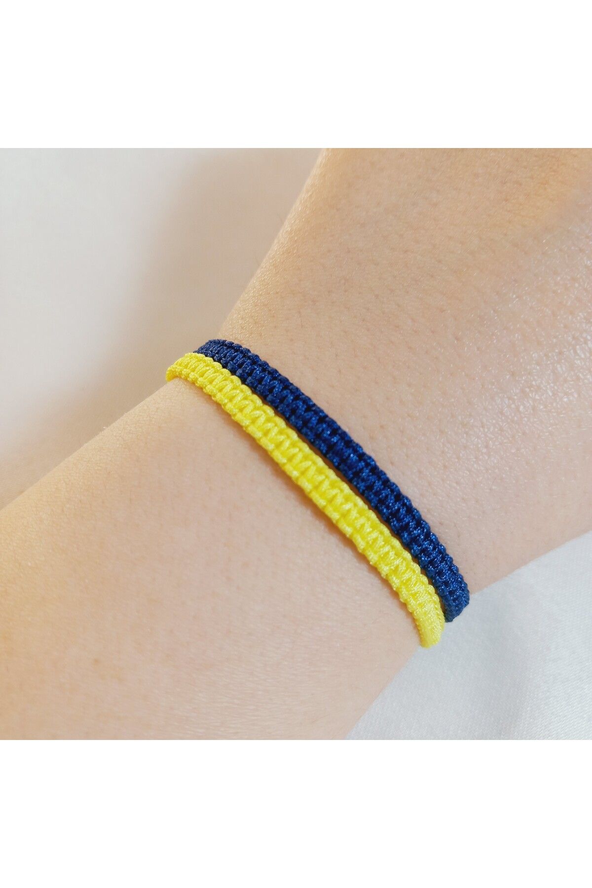 Crystal Atelier 2'li Sarı Lacivert Unisex Taraftar Makrome Örgü Bilekliği-Taraftar Bileklik-Fenerbâhçé Bileklik