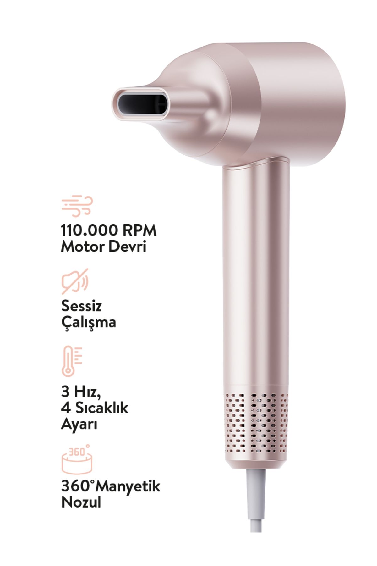 Sinbo Shd-1738 Bldc Motor Profesyonel Saç Kurutma Makinesi 1500w Şampanya Pembe