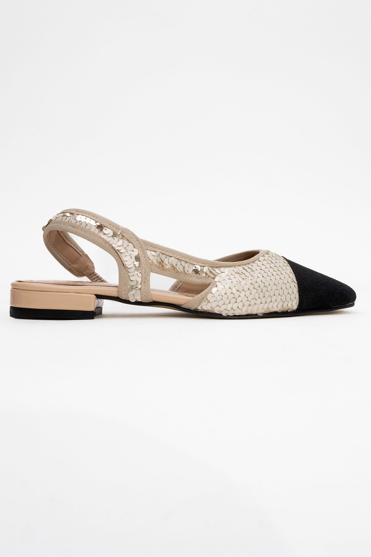 بابیت طلایی زنانه زن توالی Lujo در پشت کفش های تخت سبک luvishoes