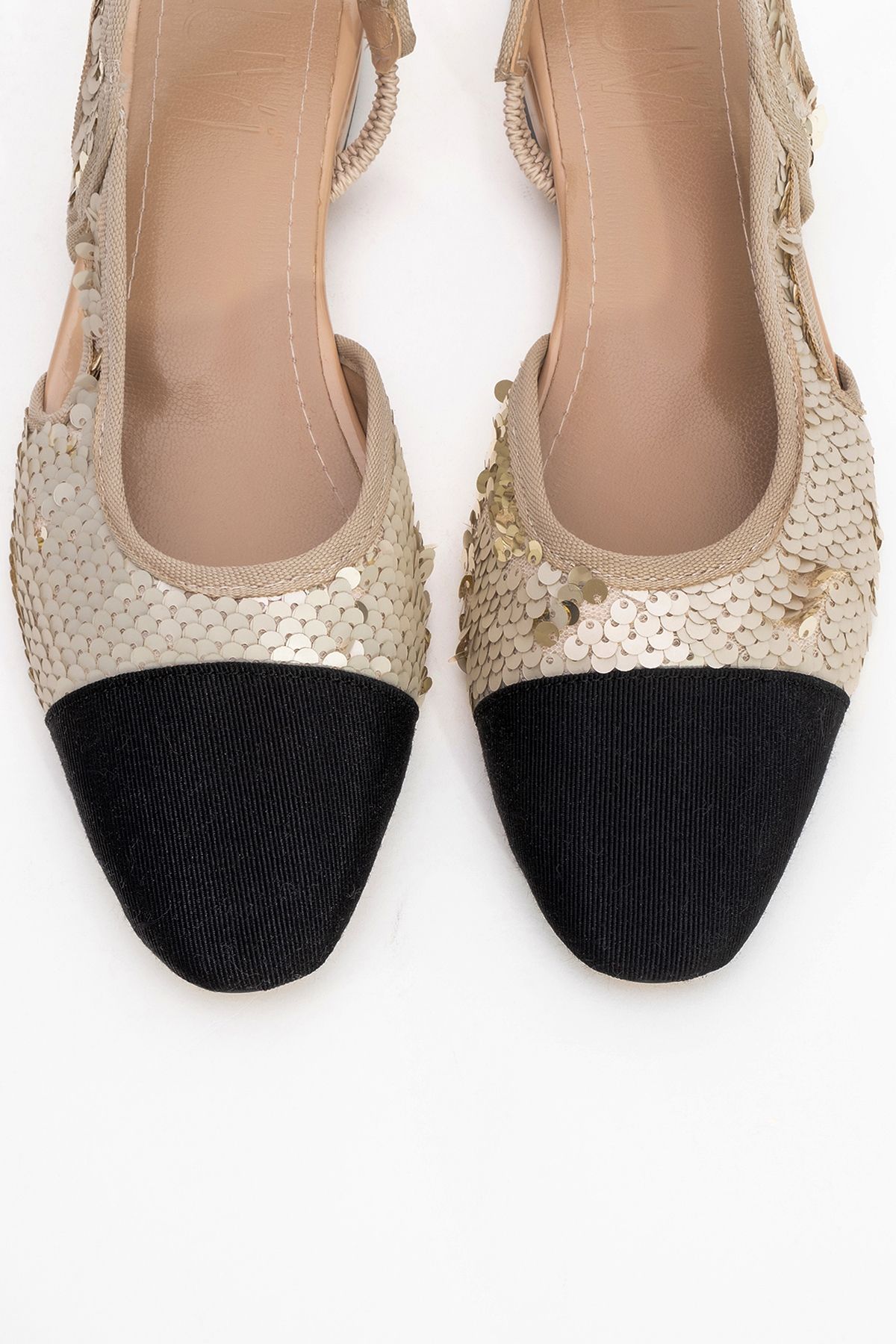 بابیت طلایی زنانه زن توالی Lujo در پشت کفش های تخت سبک luvishoes