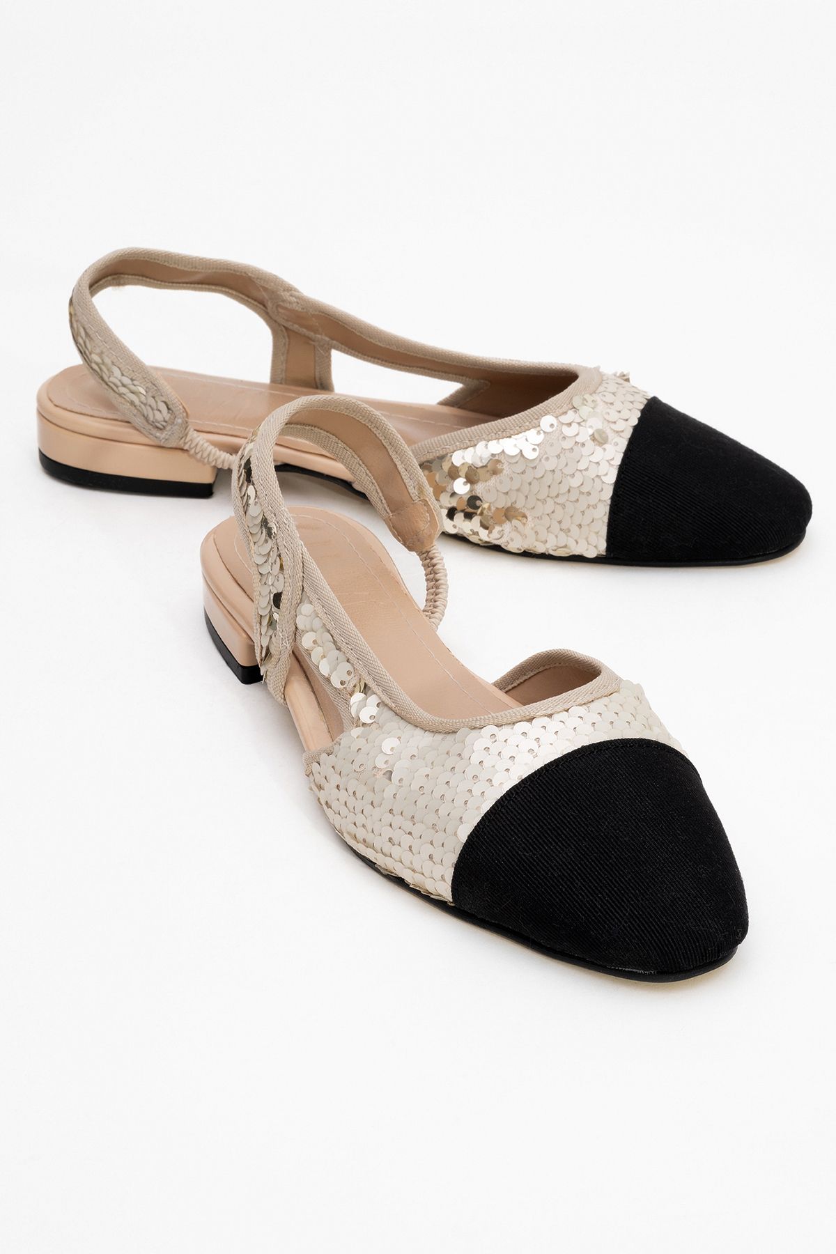 بابیت طلایی زنانه زن توالی Lujo در پشت کفش های تخت سبک luvishoes