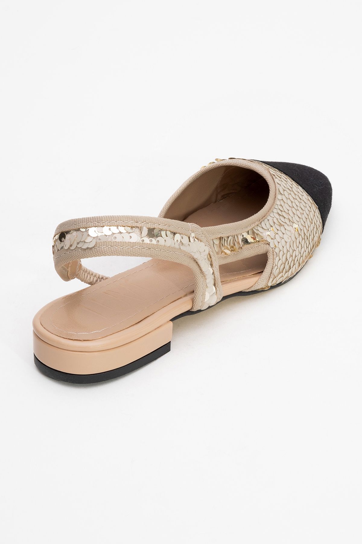 بابیت طلایی زنانه زن توالی Lujo در پشت کفش های تخت سبک luvishoes