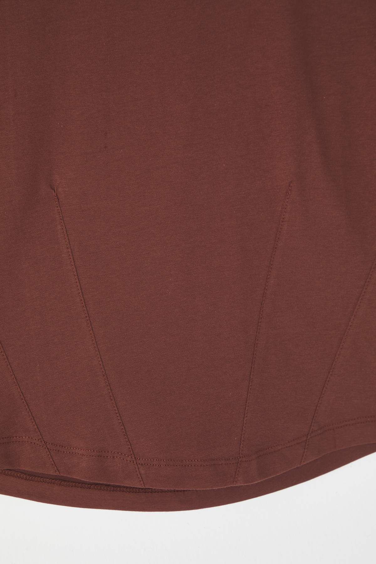 Trendyol Collection-Καφέ Crop κανονικό πλεκτό T-shirt TEDSS24TS00008 3