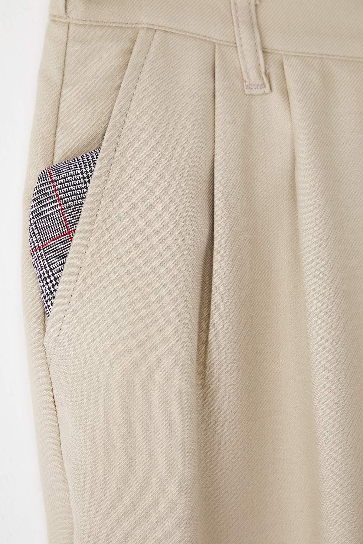 Trendyol Collection-Stone Pleated Classic Baggy Fit Fabric Pants Tmnss24Pl00024 15