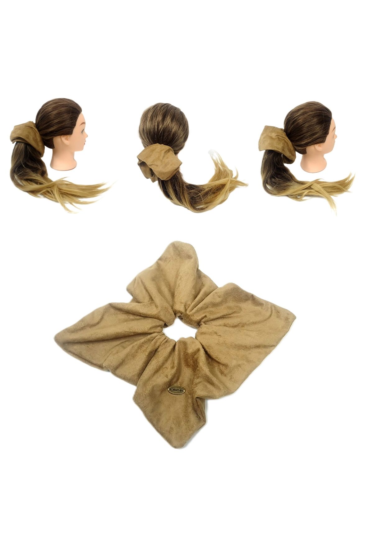 SYAZE İnce Süet Kumaş Büyük Boy Scrunchie – Yumuşak Doku Saç Tokası