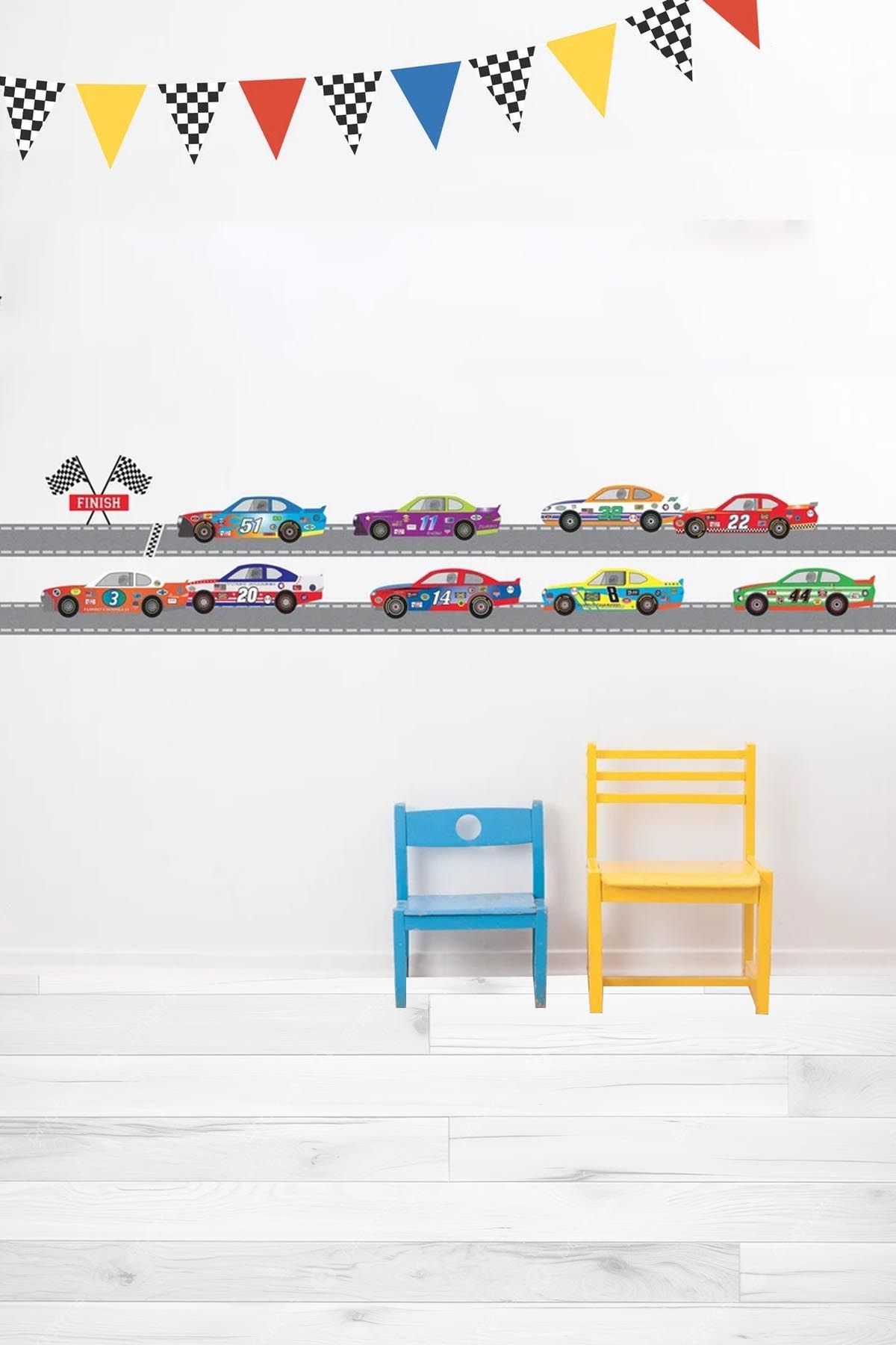 KT Decor Yarış Arabaları Erkek Çocuk Odası Duvar Sticker Seti