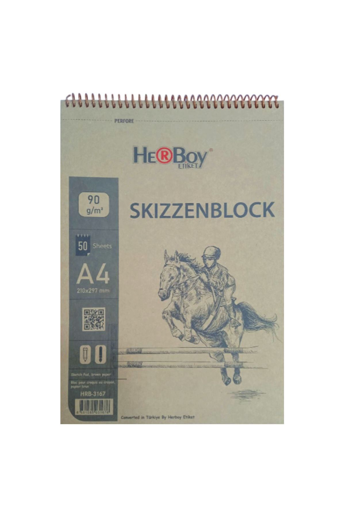 Herboy ESKİZ DEFTERİ KRAFT A4 ÜSTTEN SPİRALLİ 90 GR 50 YP PERFORELİ