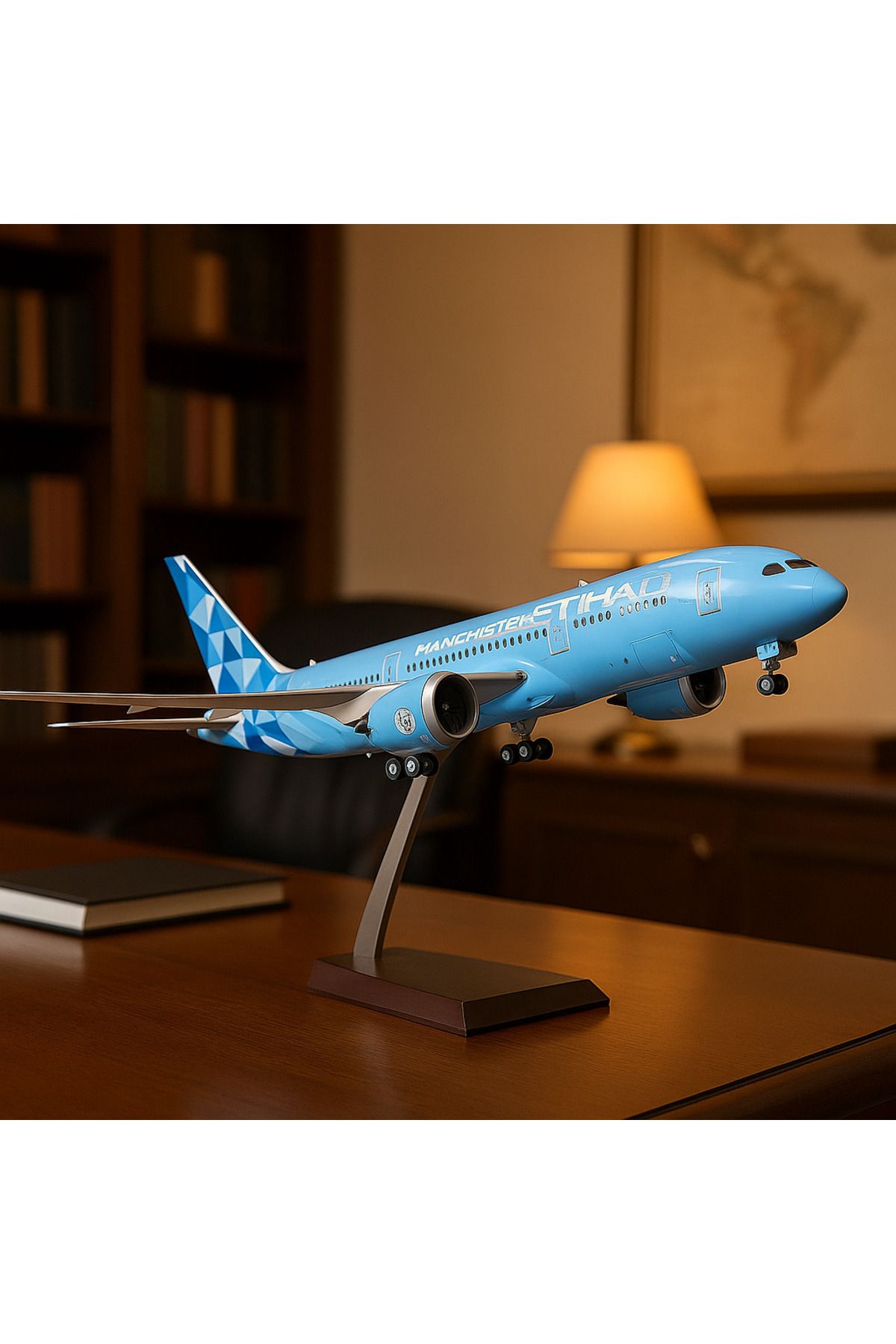 AYDINARTSHOP Etihad Airways 787 Dreamliner Temalı 1:100 Ölçekli Koleksiyonluk Uçak Maketi – 43 cm