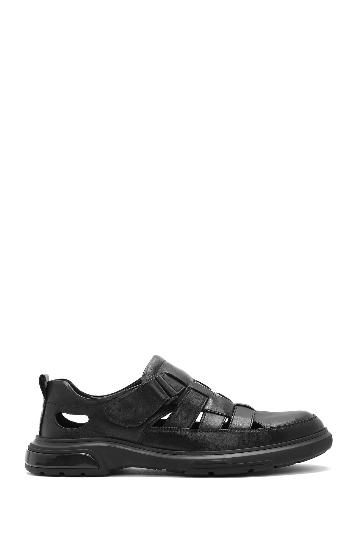 Derimod Erkek Siyah Deri Casual Sandalet 25SFD696718