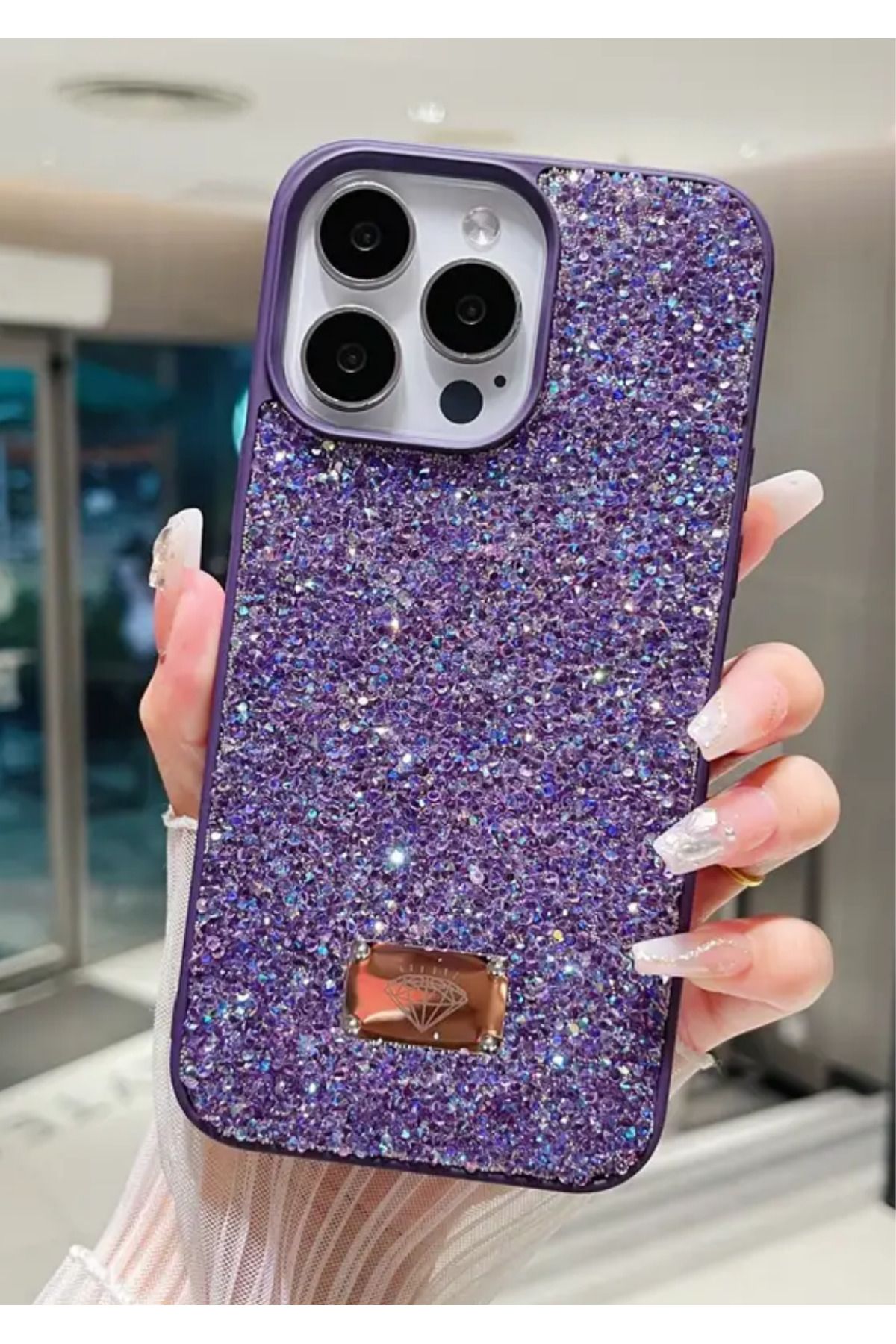 BCASE İphone 14 Pro Max Taşlı Kılıf Parlak Elmas Tasarım Lüx Silikon