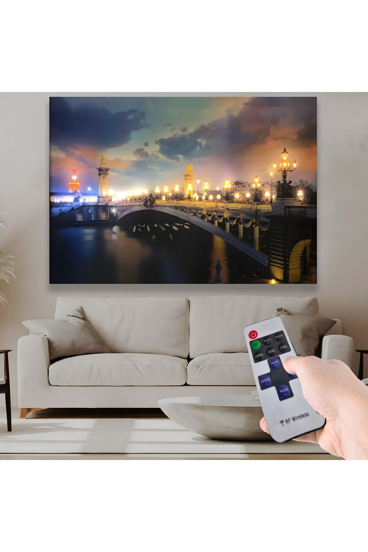 EMYA HOME Led Işıklı Uzaktan Kumandalı Köprü Kanvas Tablo