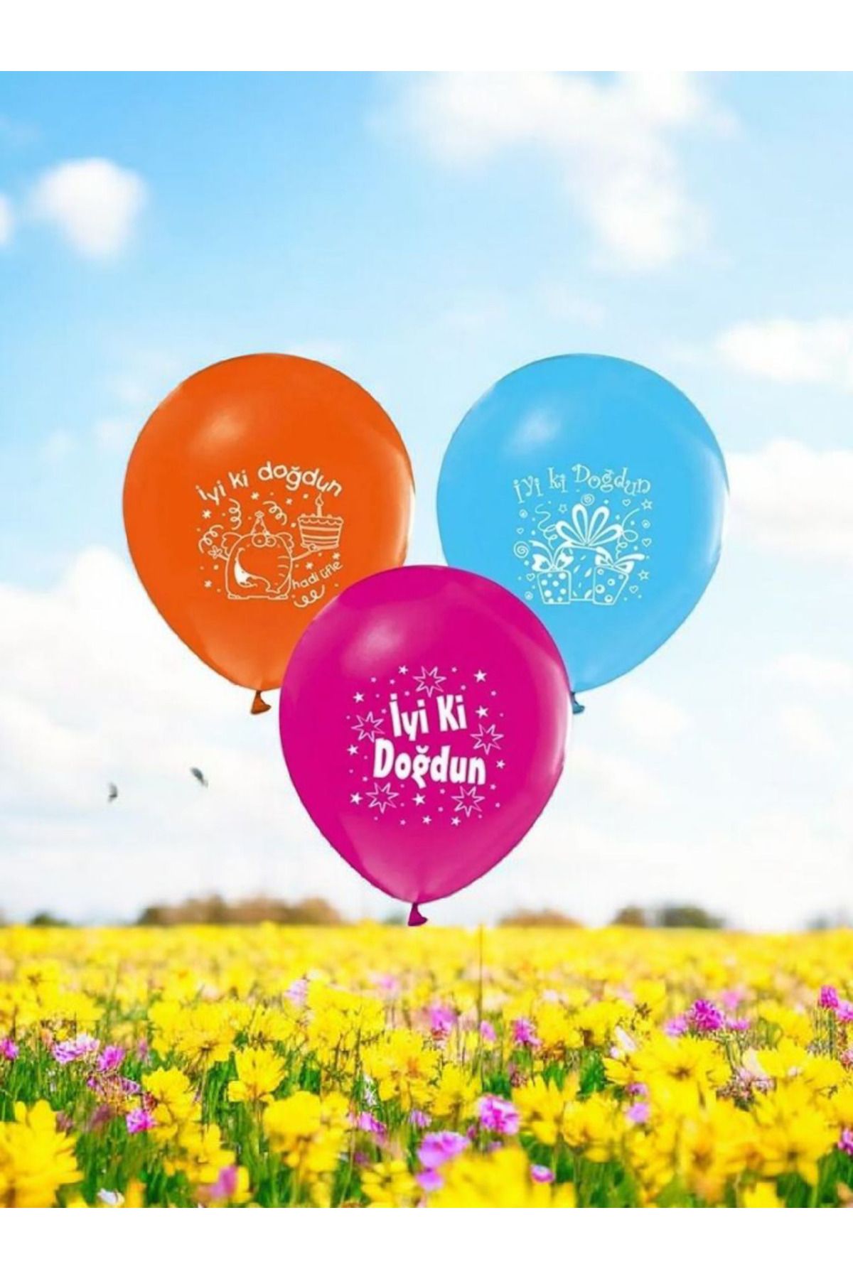 Brassis İyiki Doğdun Yazılı Sürpriz Hediye Balon Karışık 10 Adet