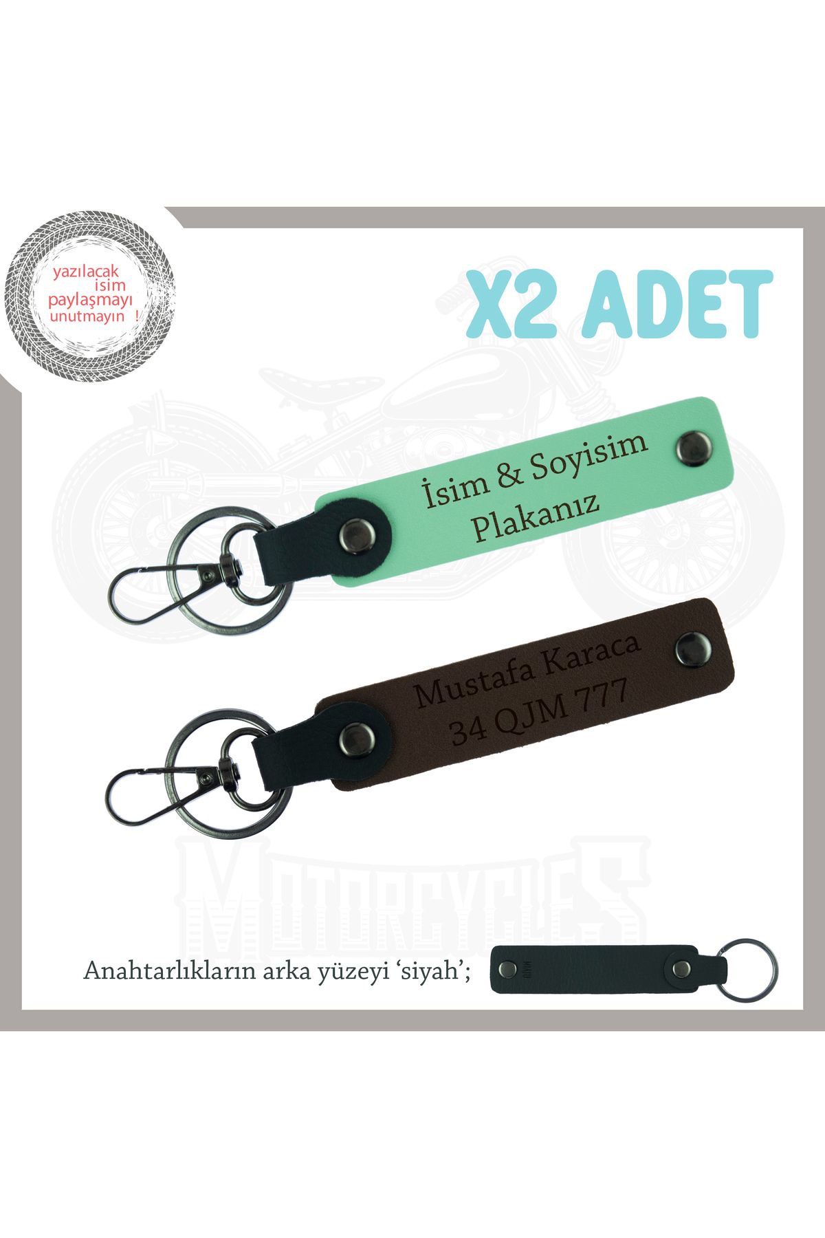 Miaju Motor Anahtarlarına Şıklık Katar – Deri ve Kişiselleştirilebilir 2’li Set, Yeşil-K Kahve-Syh