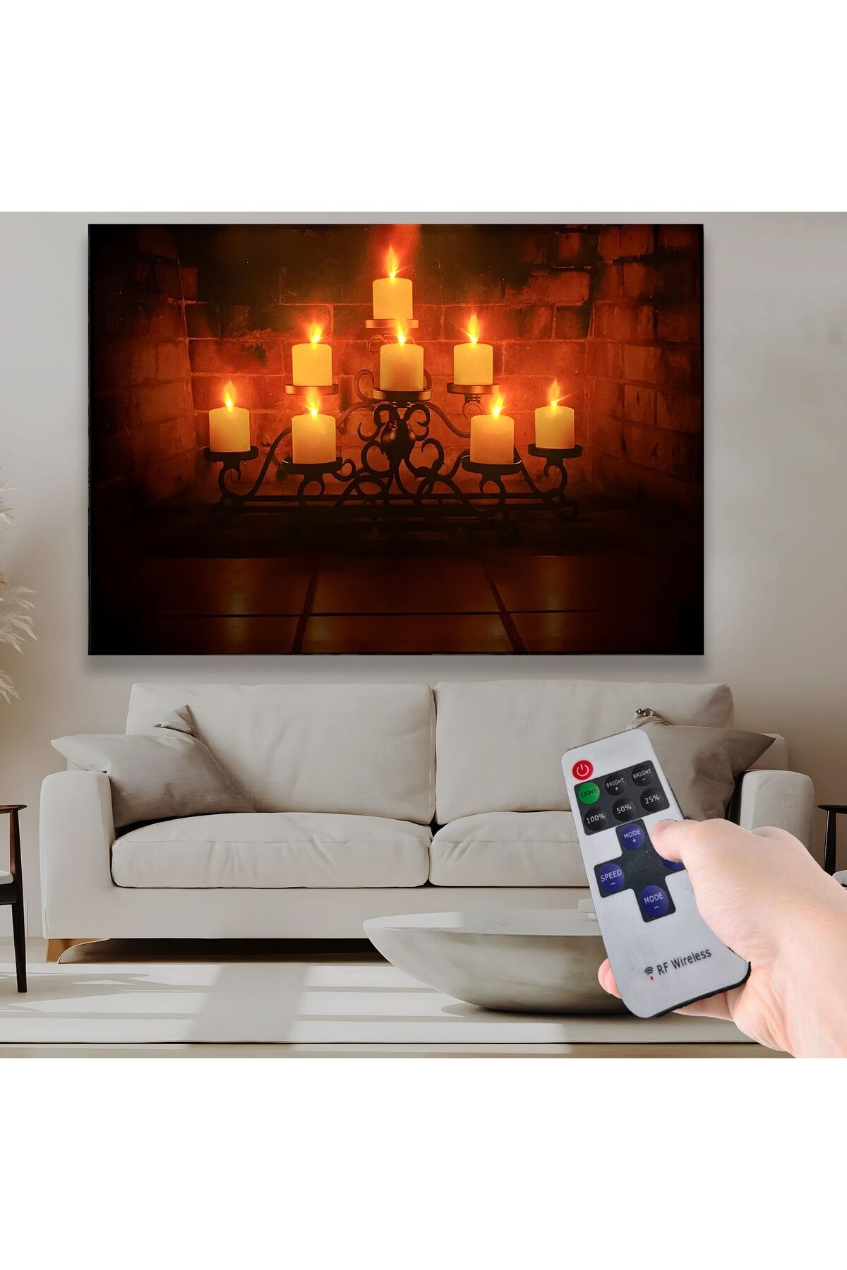 EMYA HOME Led Işıklı Uzaktan Kumandalı Mumlar Kanvas Tablo