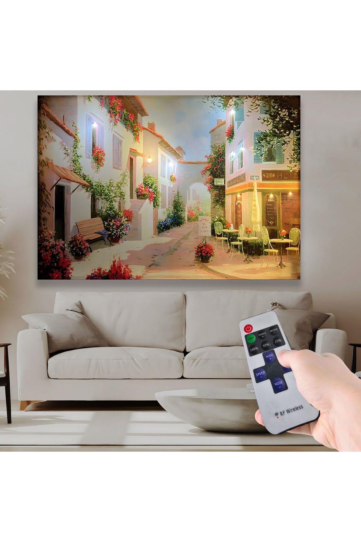 EMYA HOME Led Işıklı Uzaktan Kumandalı Huzur Sokağı Kanvas Tablo