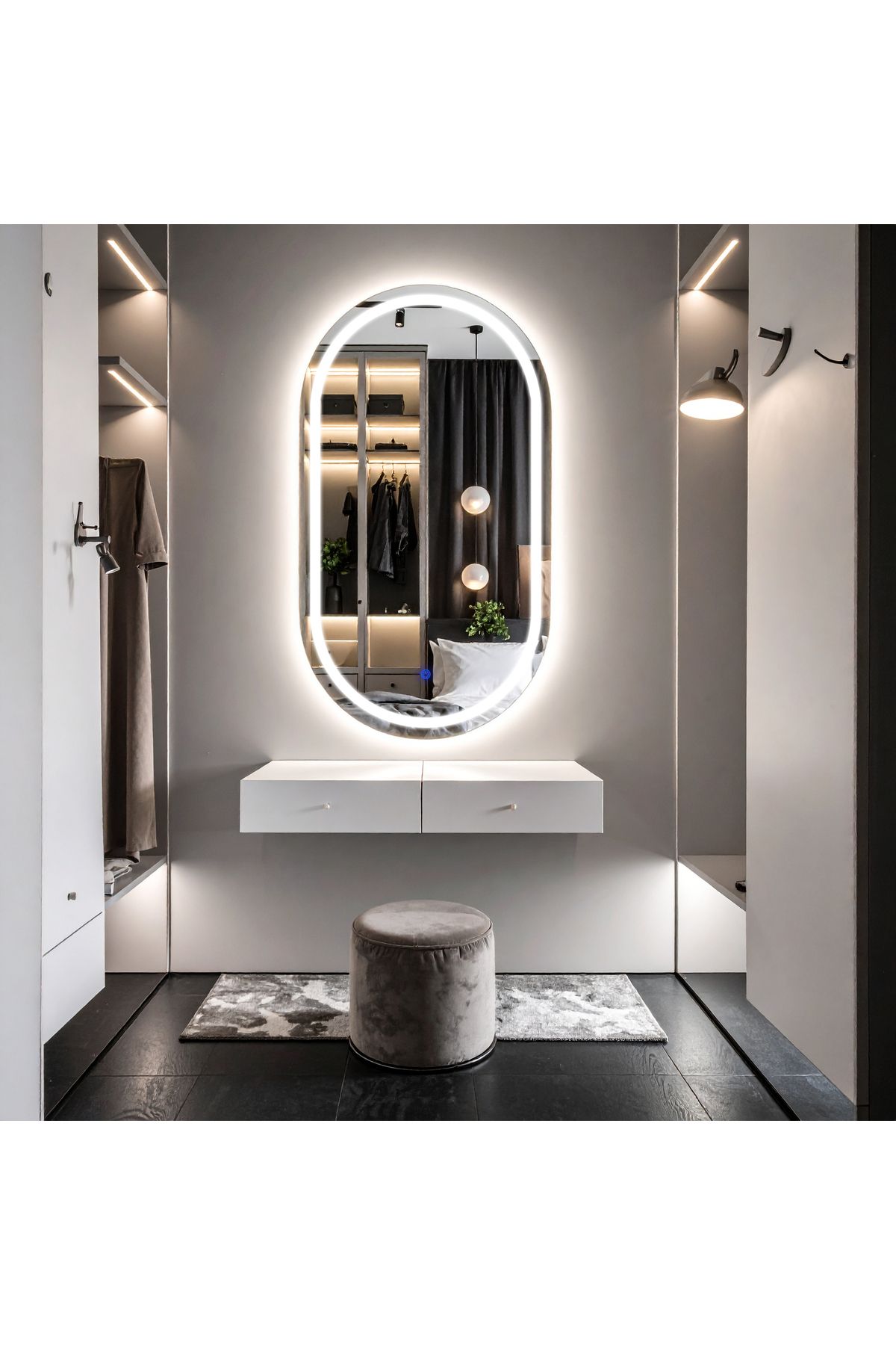 lumora mirror design Serava Beyaz Led'li Lazer Kumlamalı Lavabo & Banyo Aynası (Dokunmatik Sensörlü)