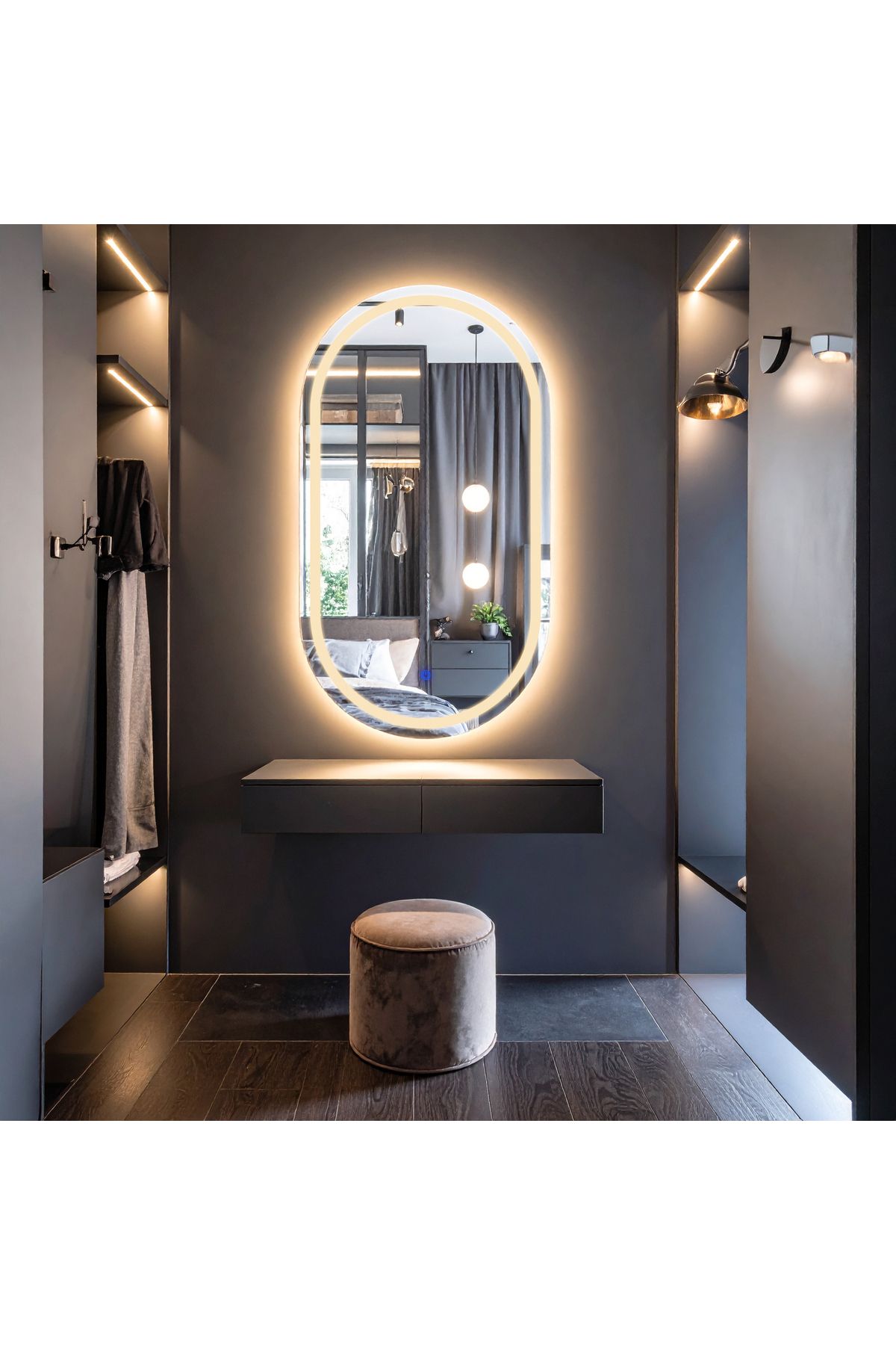 lumora mirror design Serava Günışığı Led'li Lazer Kumlamalı Lavabo & Banyo Aynası (Dokunmatik Sensörlü)