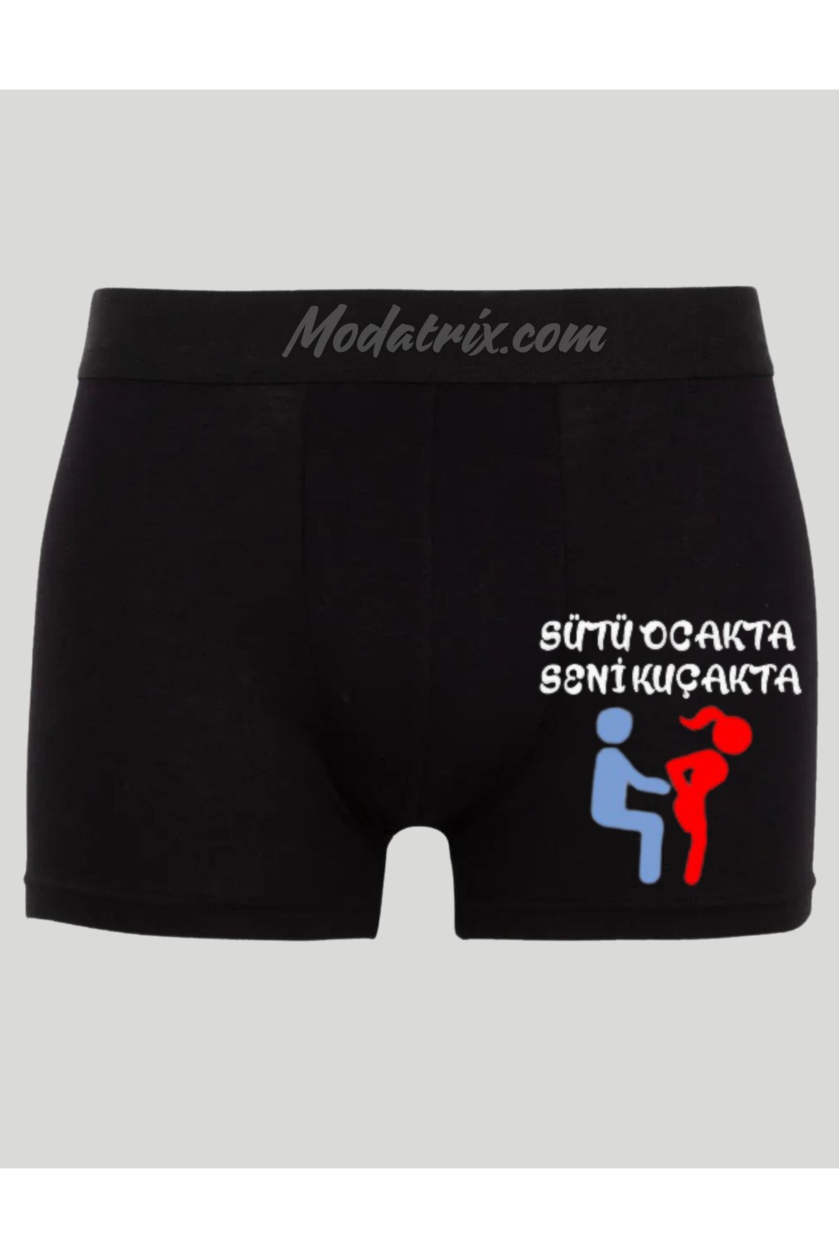 UNIQUE DESIGN Sütü Ocakta Seni Kucakta Baskılı Boxer