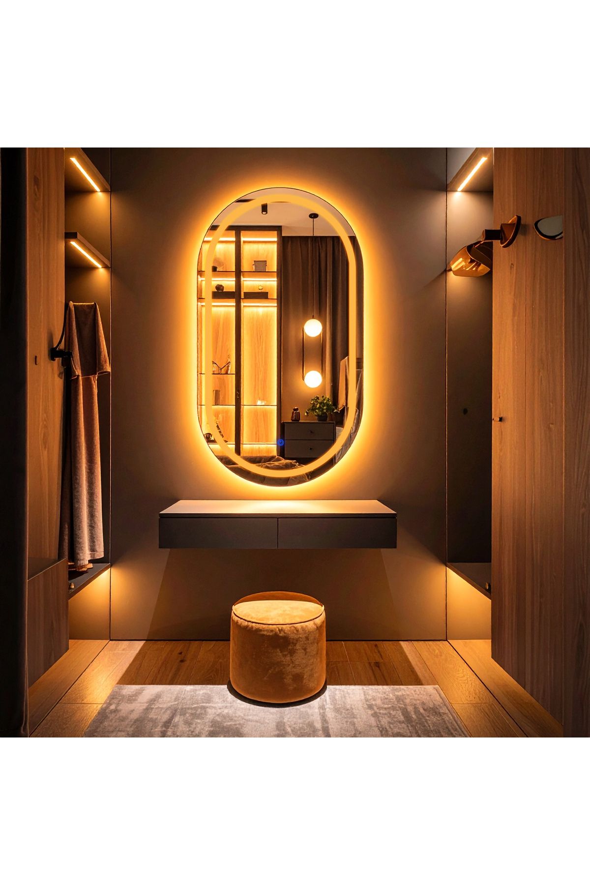 lumora mirror design Serava Amber Led'li Lazer Kumlamalı Lavabo & Banyo Aynası (Dokunmatik Sensörlü)
