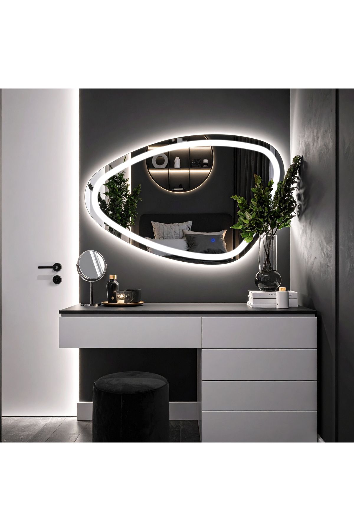lumora mirror design Speci Beyaz Led'li Lazer Kumlamalı Lavabo & Banyo Aynası (Dokunmatik Sensörlü)