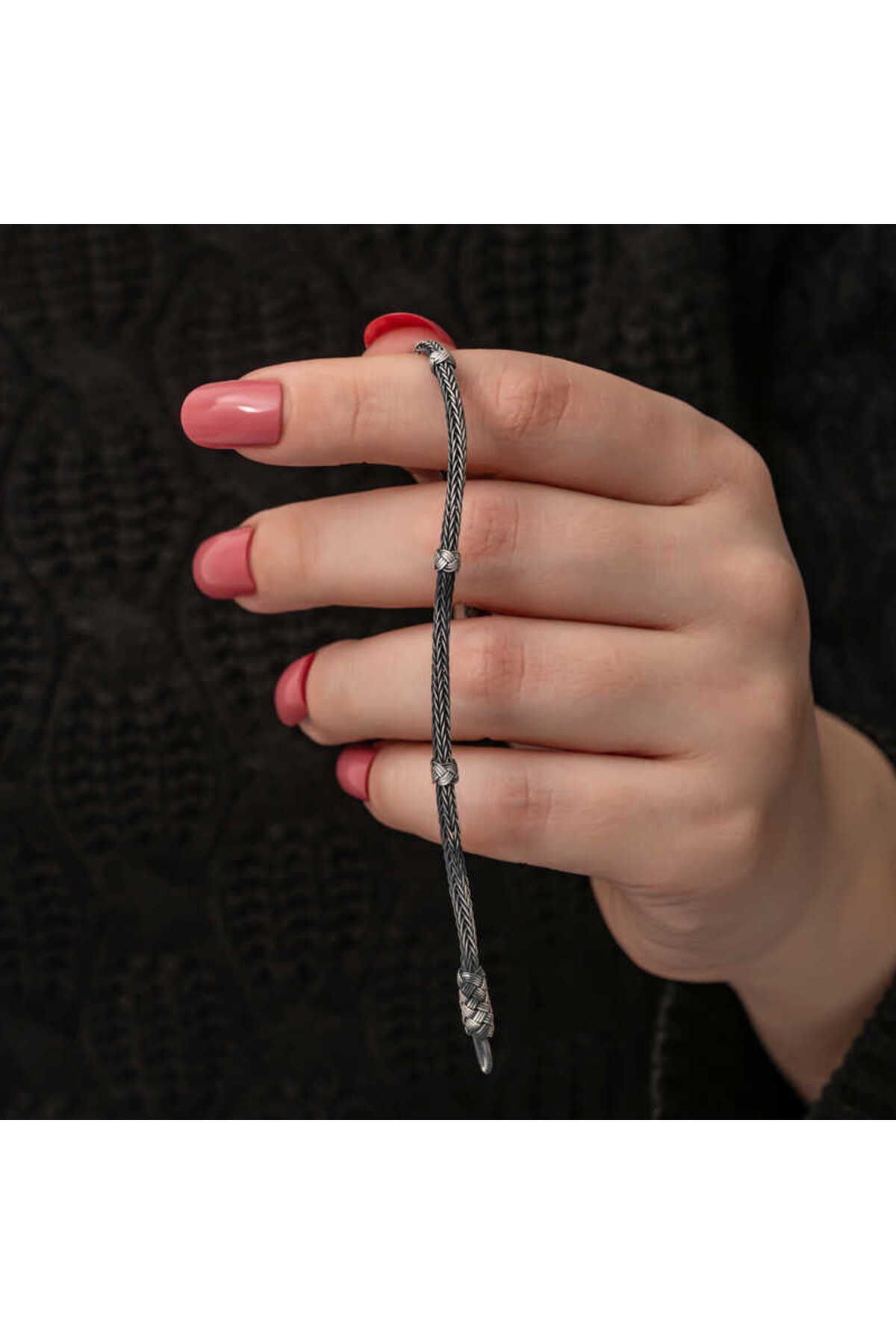 Findit Gümüş Kazaziye Örgü Bileklik GMS-T8739