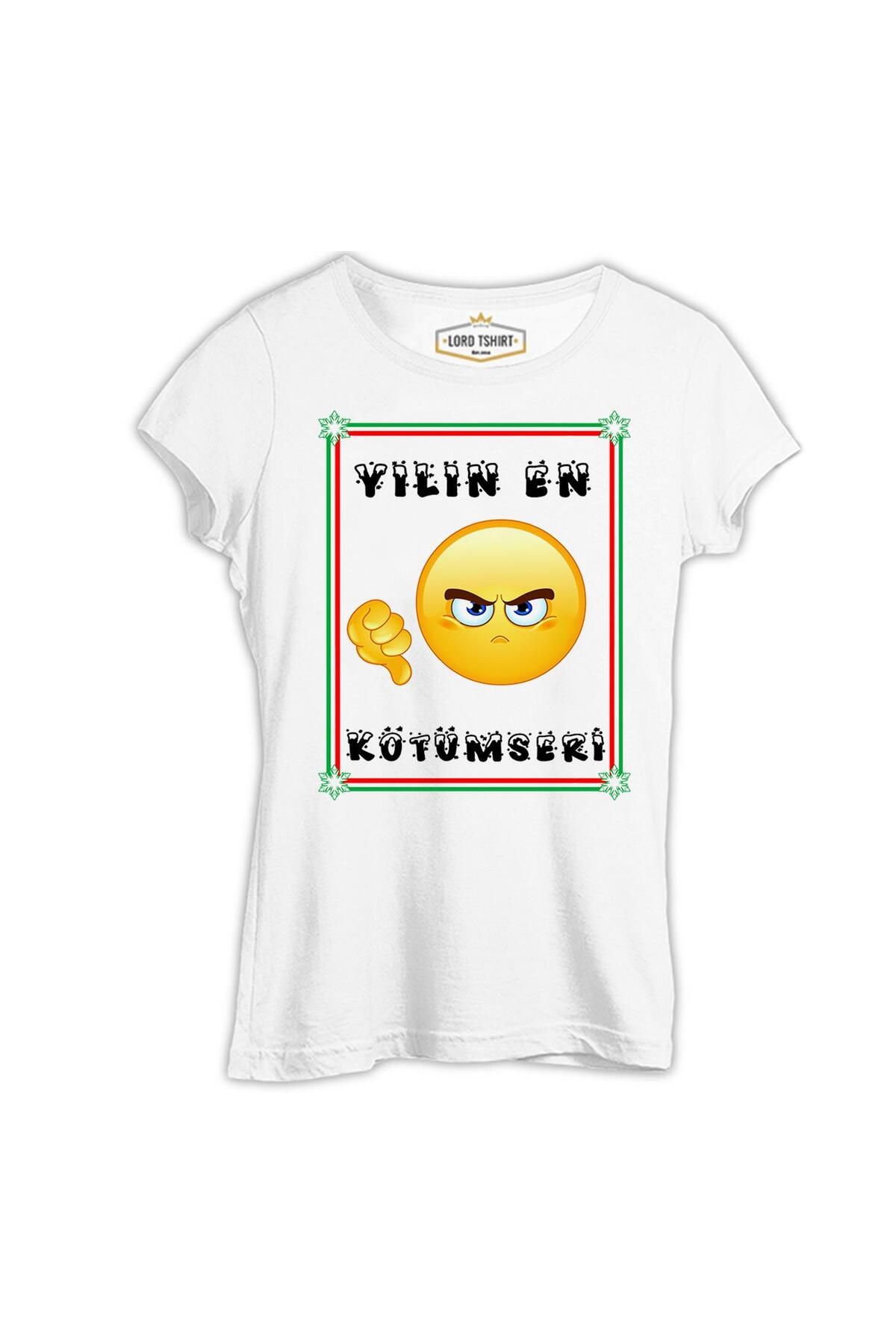 Lord T-Shirt Yılın En Kötümseri Beyaz Kadın Tshirt