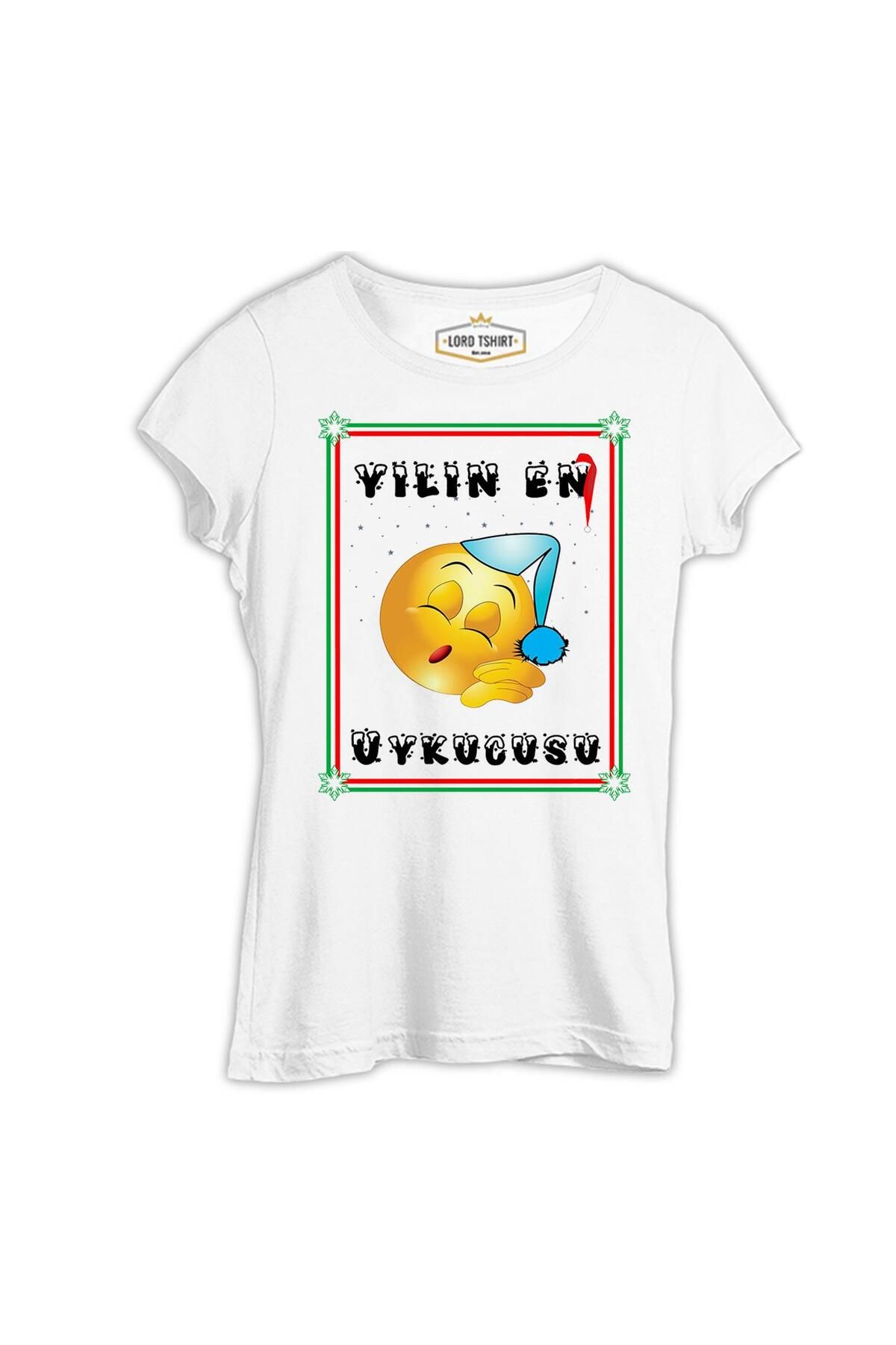 Lord T-Shirt Yılın En Uykucusu Beyaz Kadın Tshirt
