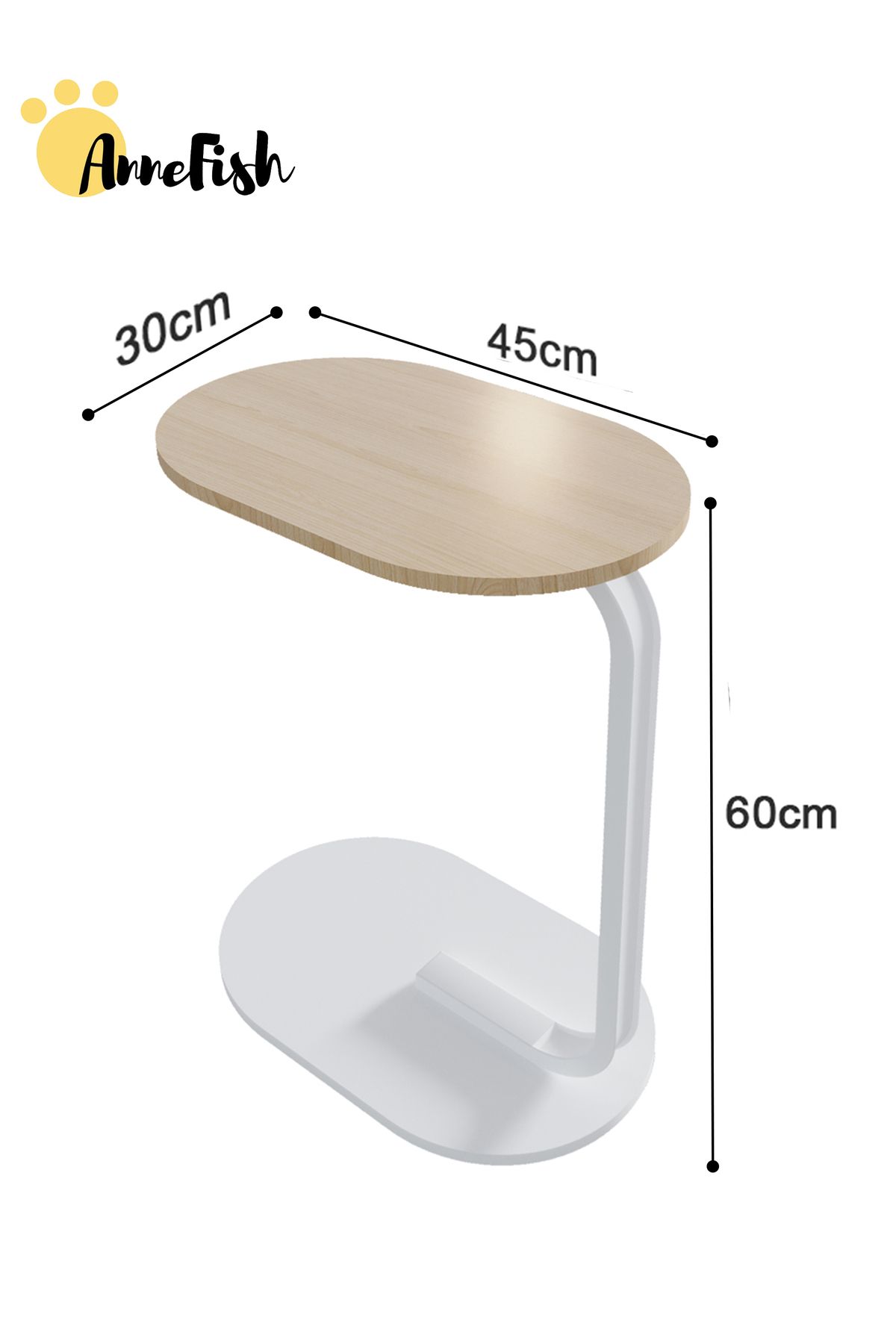 AnneFish-45*30*60cm C-Shaped Coffee Table Sofa Side Table End Table Small Coffee Table Couch Table 4