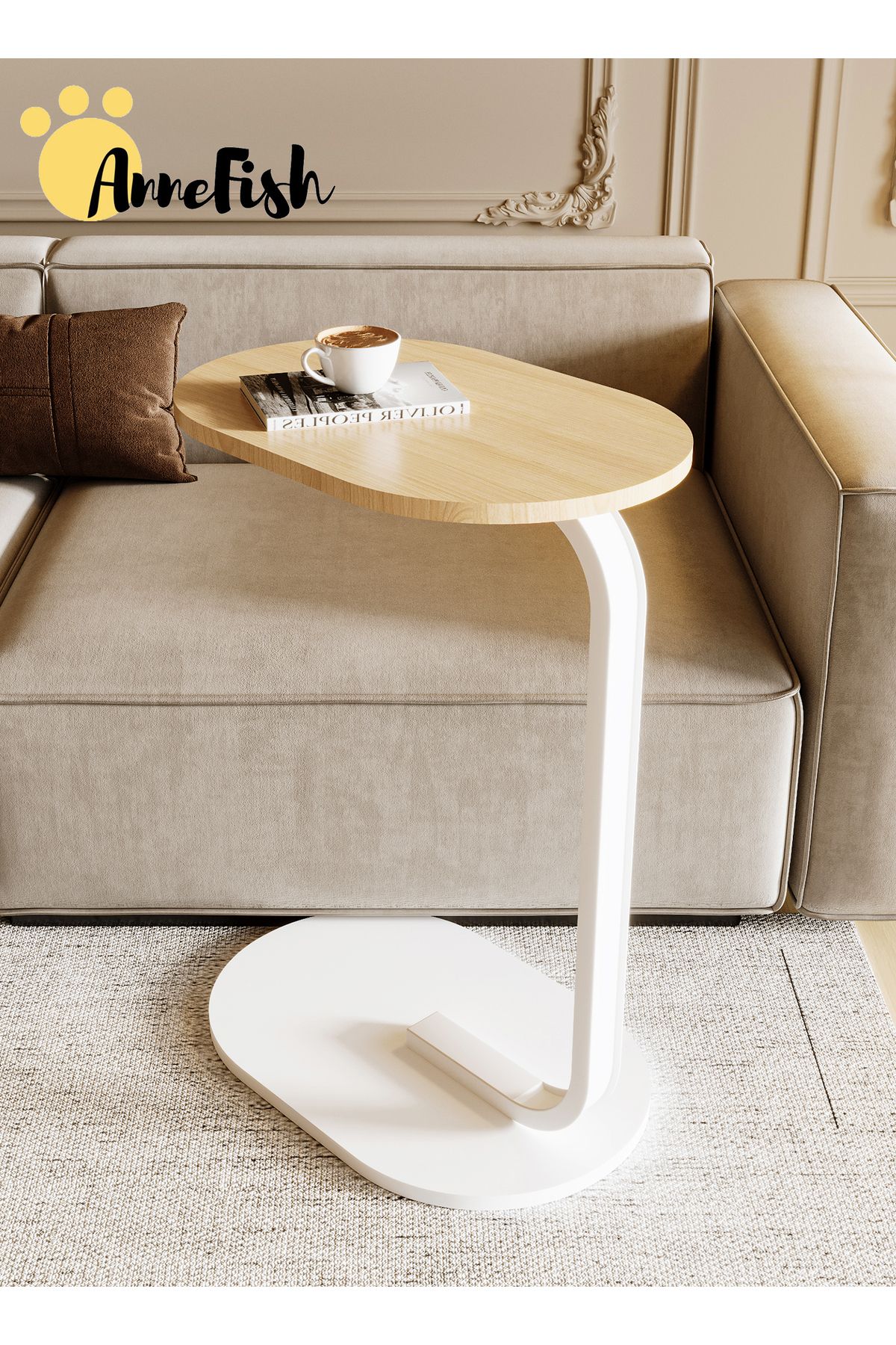 AnneFish-45*30*60cm C-Shaped Coffee Table Sofa Side Table End Table Small Coffee Table Couch Table 3