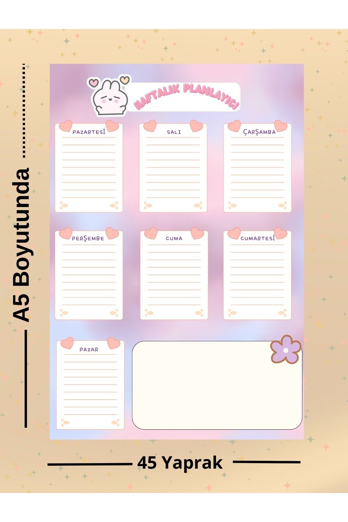 Ez&Tu Stıcker-Mini Rabbit A4 A5 Notepad Planner School Set 3