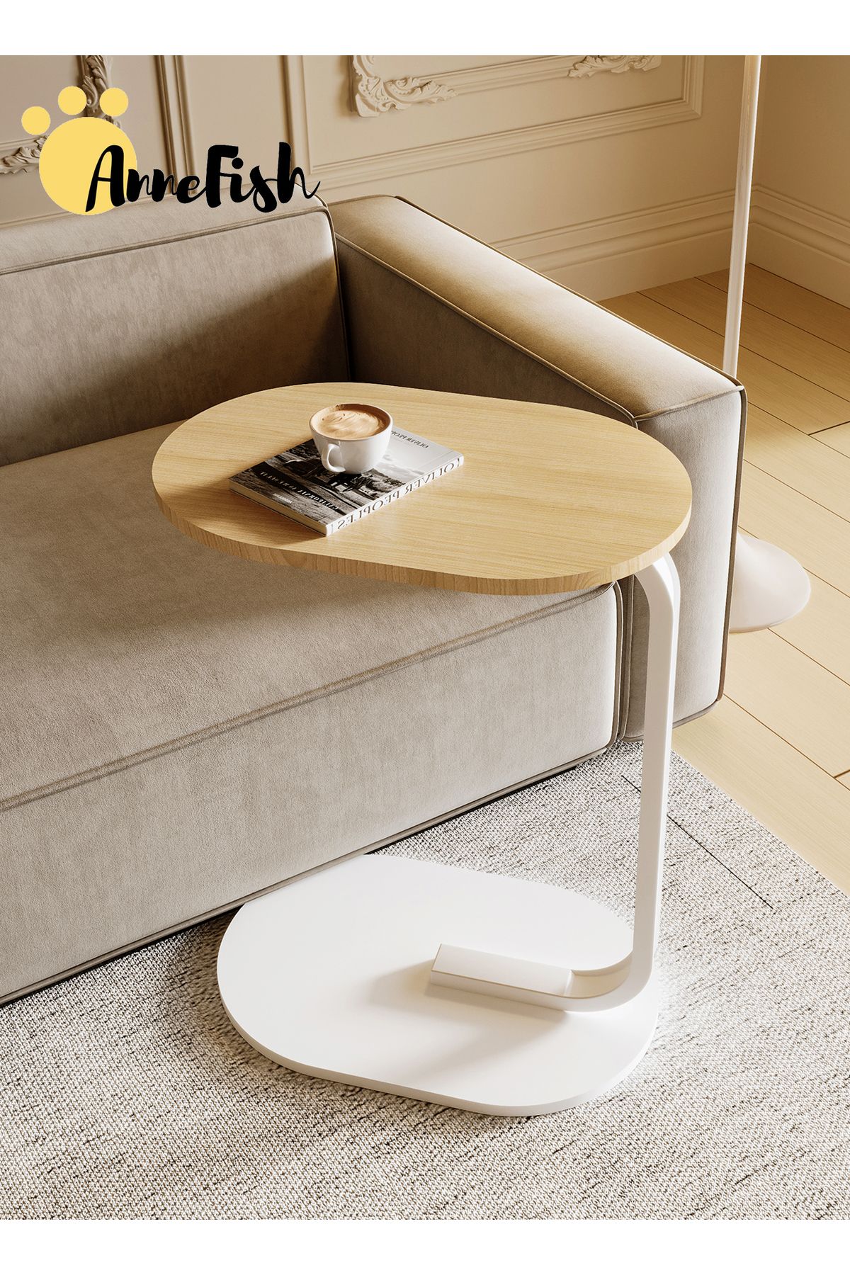AnneFish-45*30*60cm C-Shaped Coffee Table Sofa Side Table End Table Small Coffee Table Couch Table 2