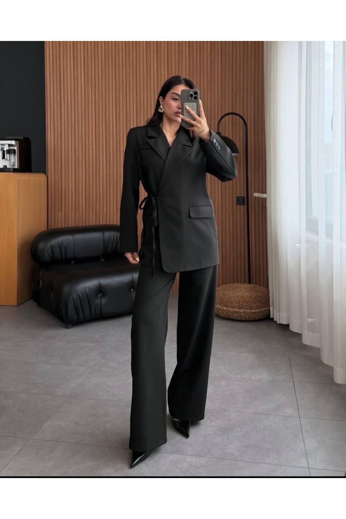 Ekim Store Yandan Bağcıklı İkili Blazer Takım