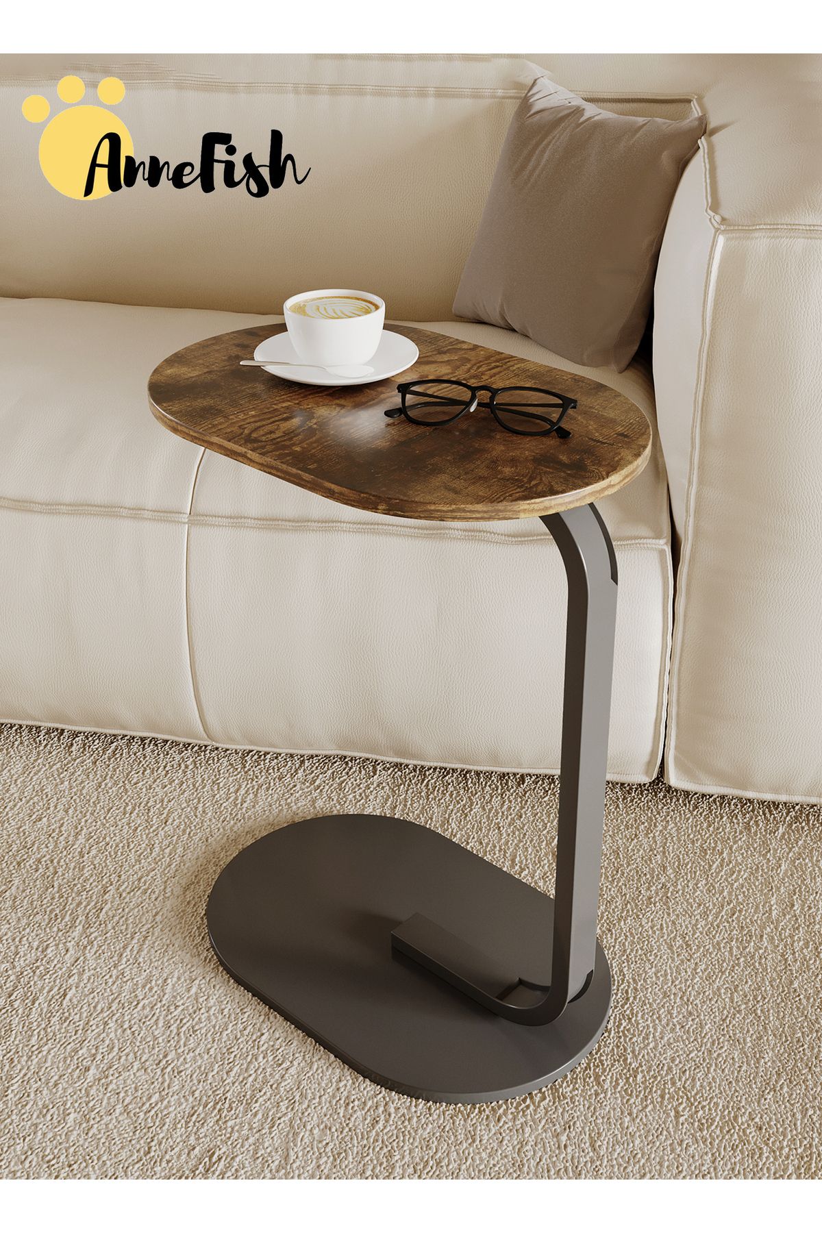 AnneFish-45*30*60cm C-Shaped Coffee Table Sofa Side Table End Table Small Coffee Table Couch Table 3